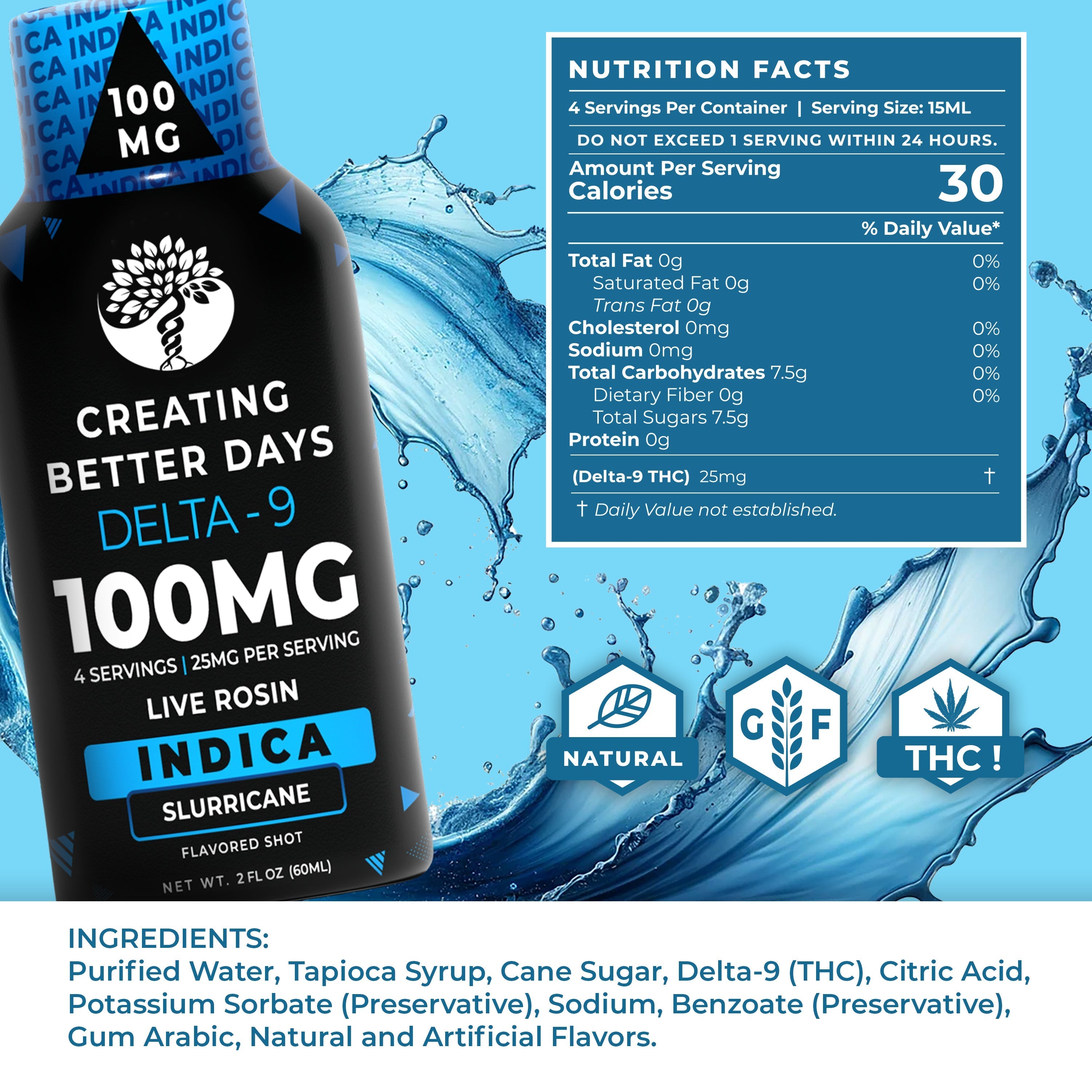 Creating Better Days THC Shots - 100mg Slurricane - High Potency Best Sales Price - Seltzers