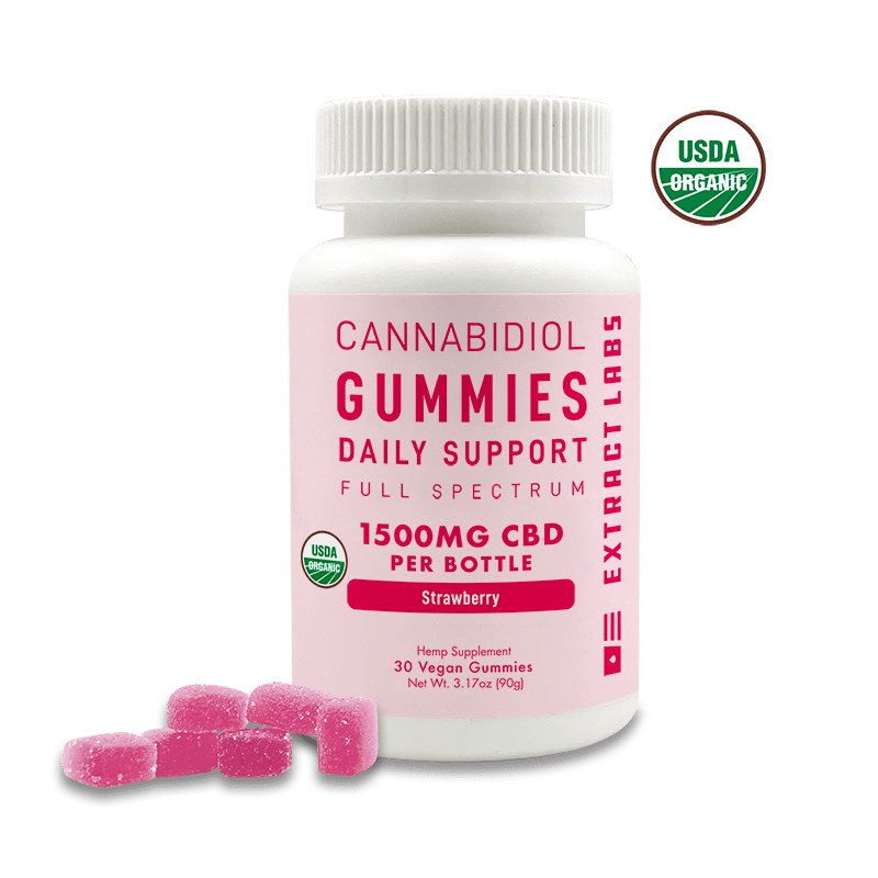Extract Labs Organic CBD Gummies | Daily Support | Strawberry