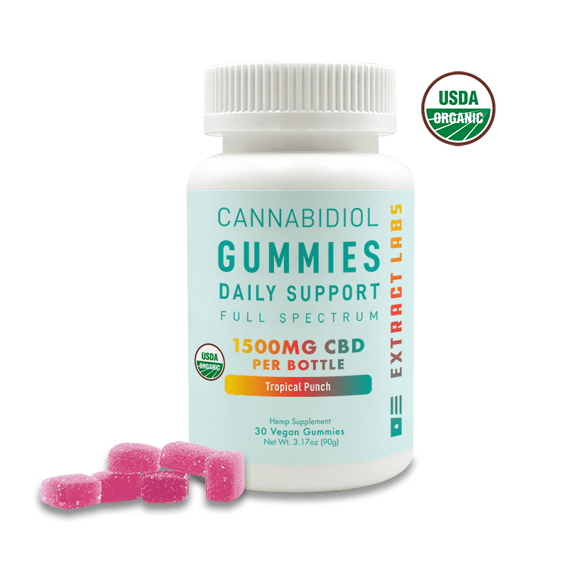 Extract Labs Organic CBD Gummies | Daily Support | Tropical Punch