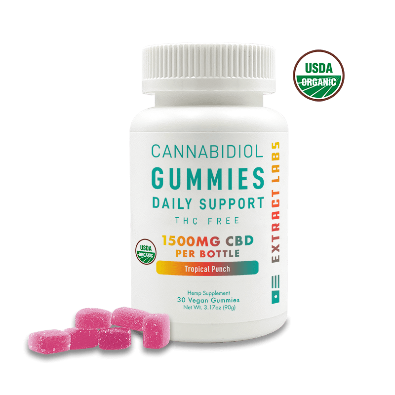 Extract Labs Organic CBD Isolate Gummies | Daily Support | Tropical Punch