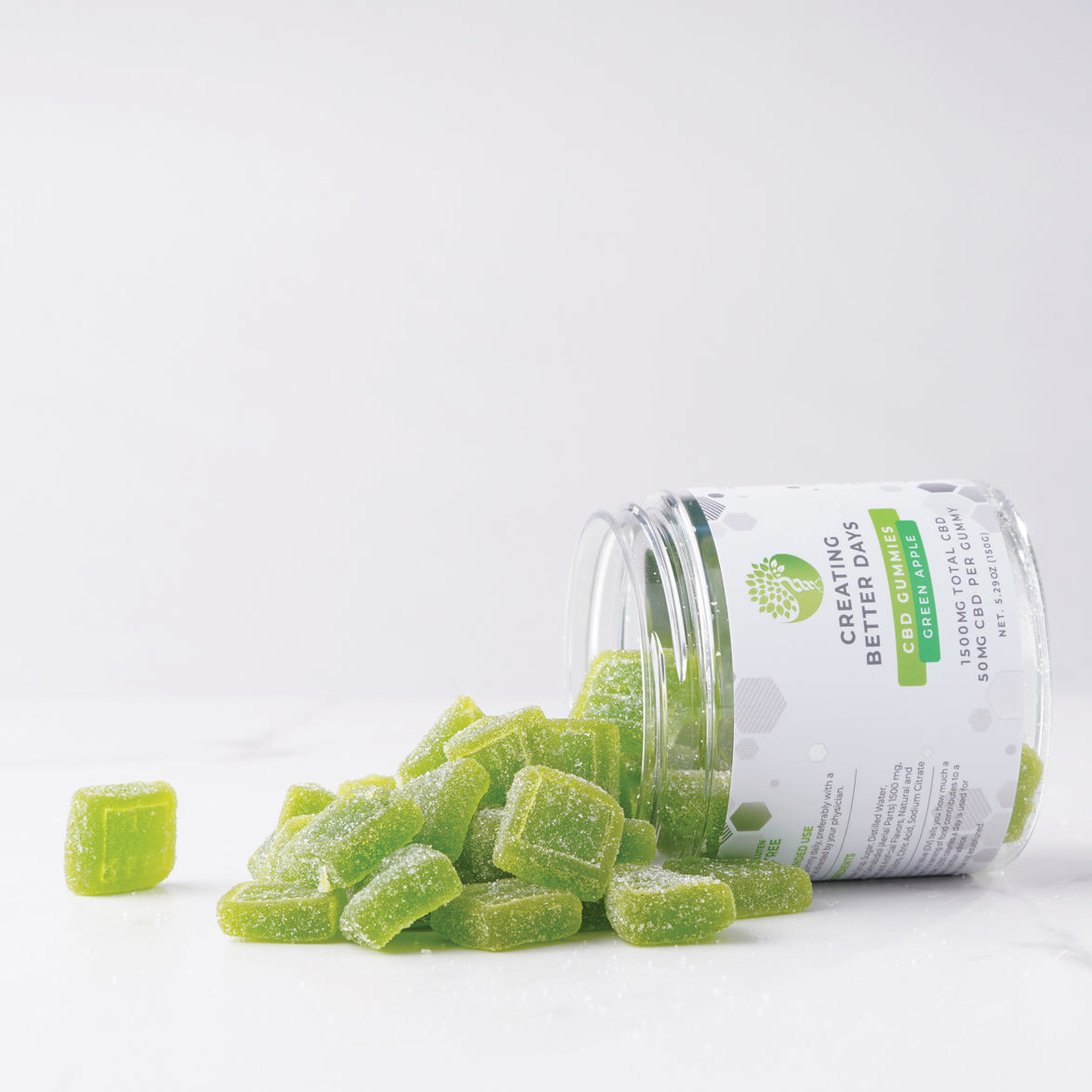 Green Apple CBD Isolate Gummies 1500 MG