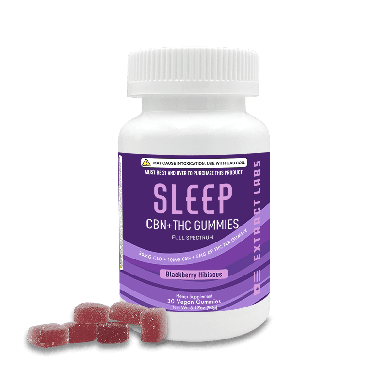 Extract Labs CBN + Delta 9 Gummies | Sleep Gummies | Blackberry Hibiscus