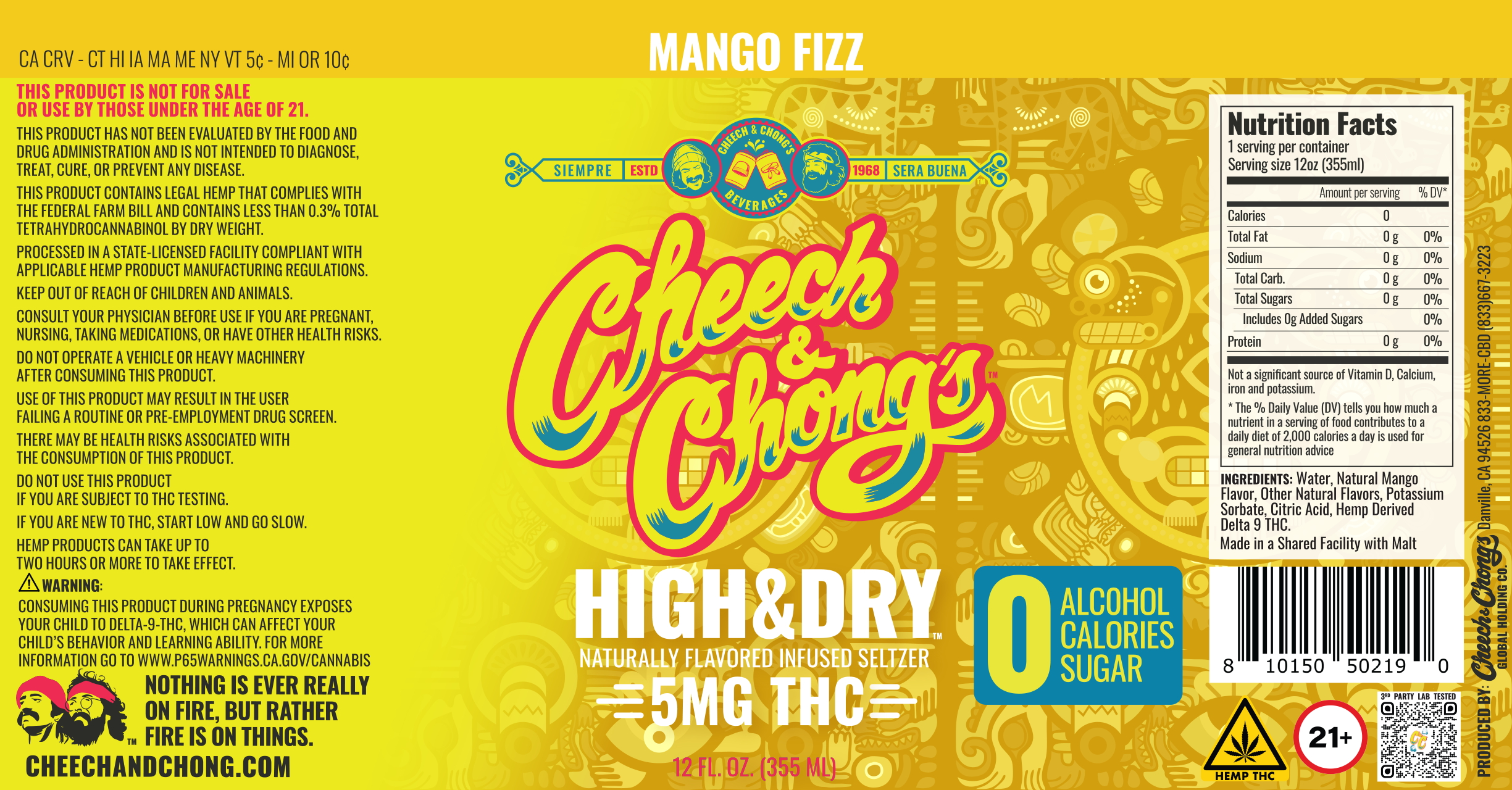 Mango Fizz- HIGH AND DRY THC Infused Seltzer Water