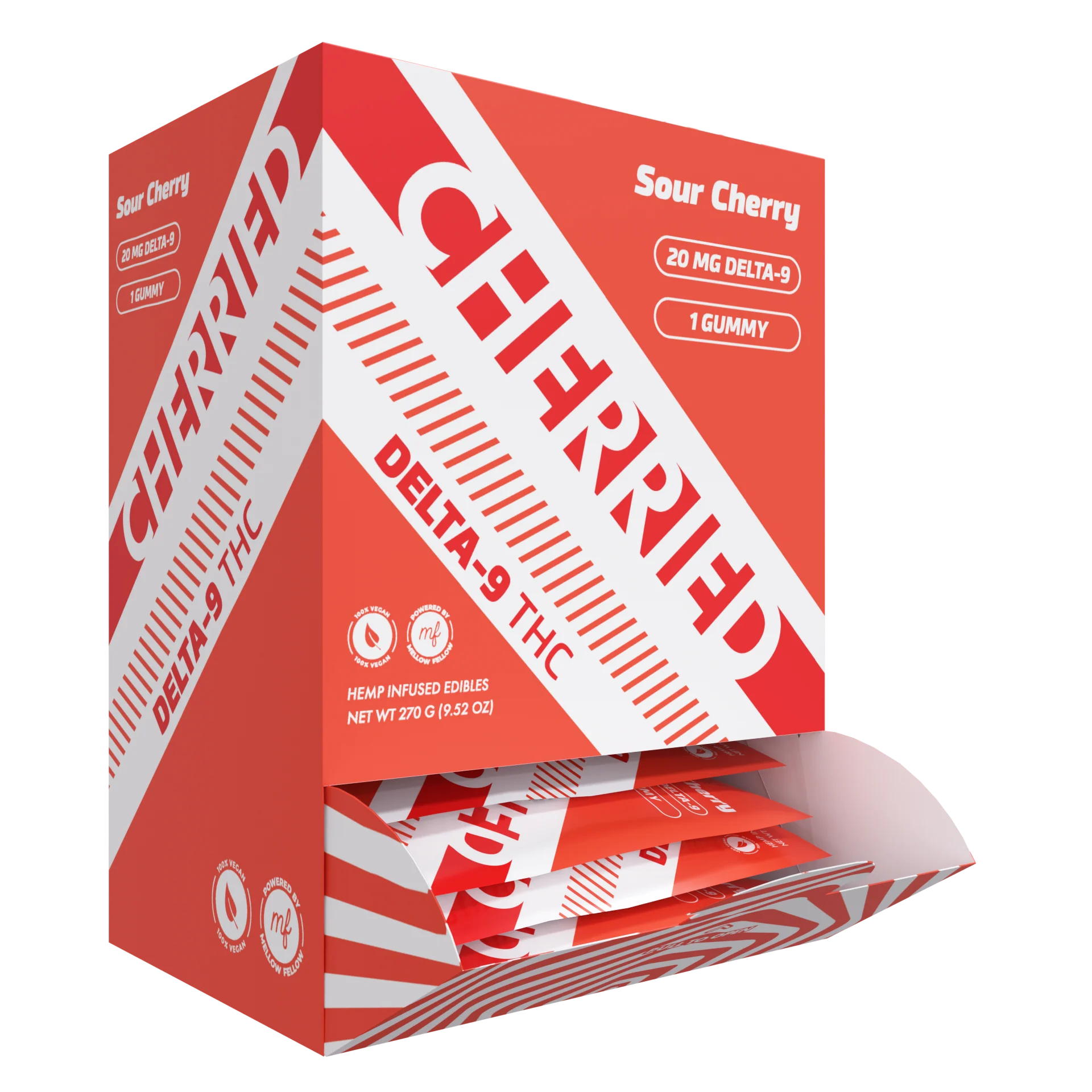 Delta 9 + THC Gummies Sour Cherry 20mg 1pc – Cherried