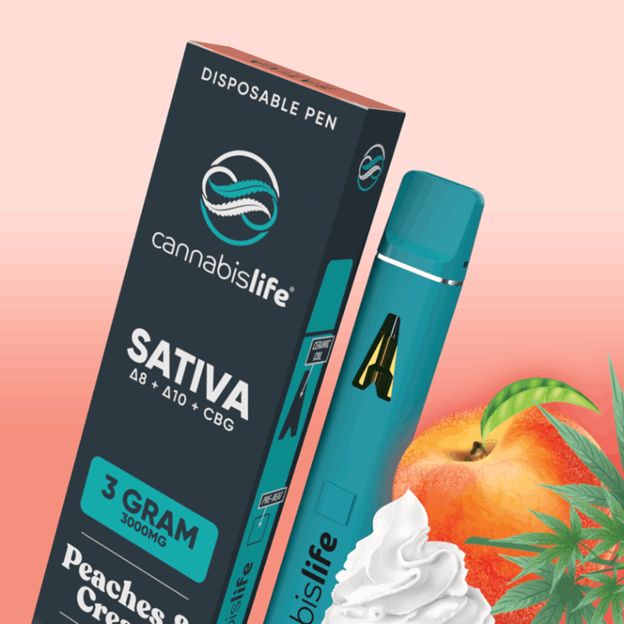 Peaches And Cream Sativa Delta 8 Disposable Vape Pen 3ml Best Price