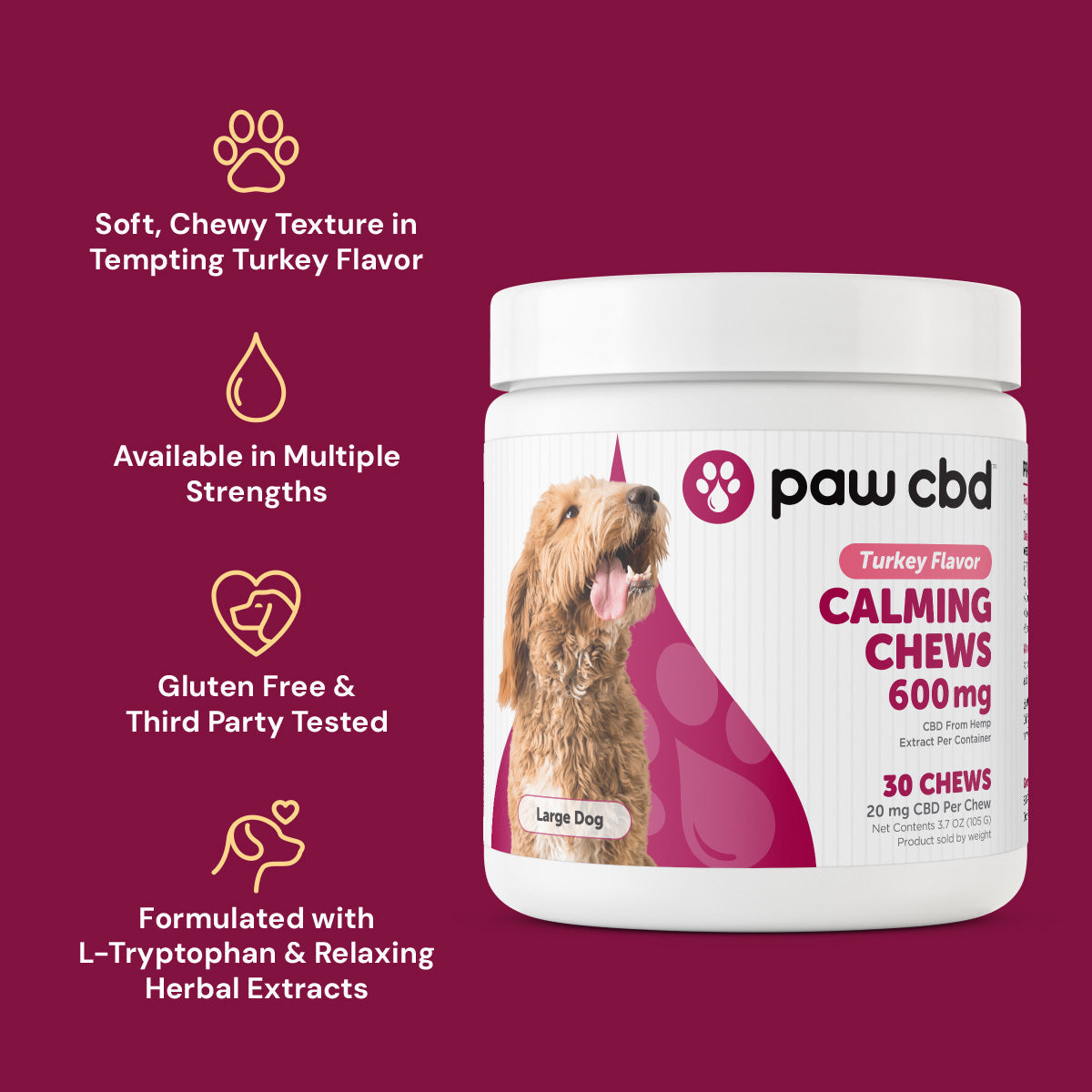 Paw CBD Broad Spectrum CBD Dog Calming Chews