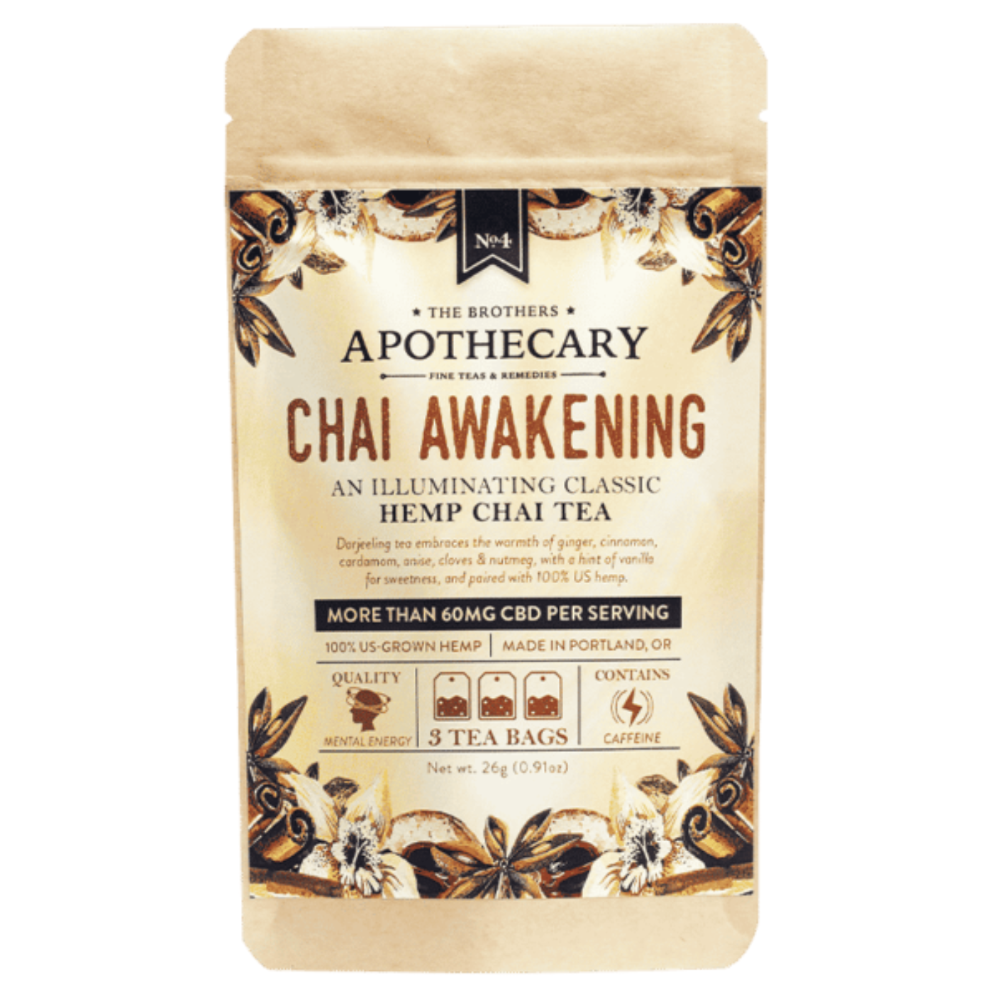 Brothers Apothecary | Chai Awakening CBD Tea | 60mg CBD – 3 Count