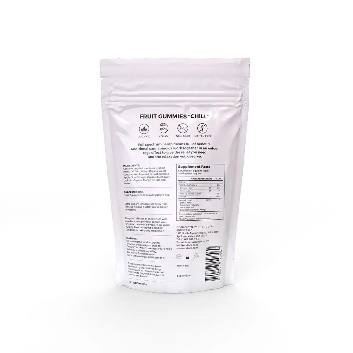 Endoca CBD Gummies “Chill” 1200mg CBD, Mango
