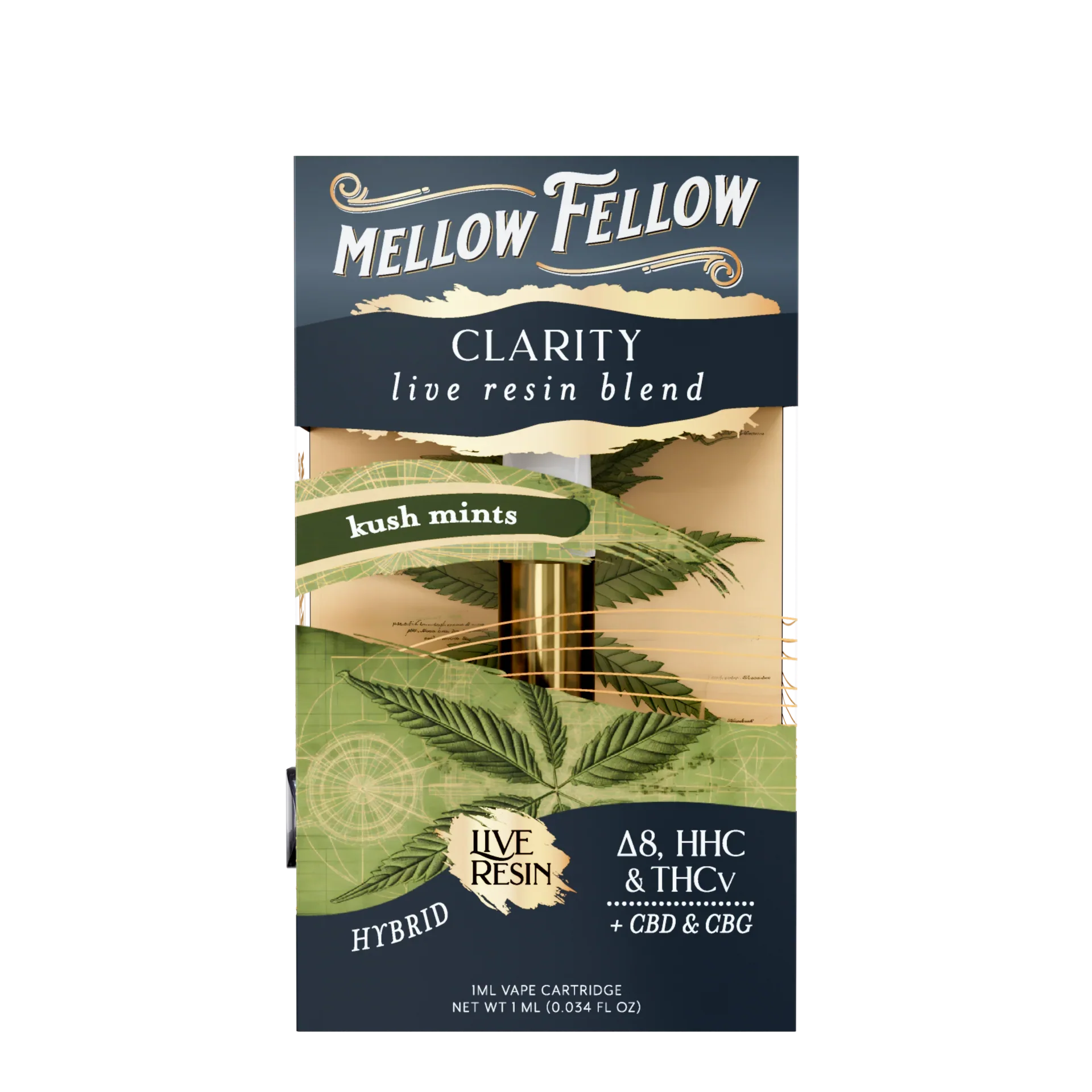 Mellow Fellow Clarity Blend 1ml Live Resin Vape Cartridge - Kush Mints (Hybrid) Best Price