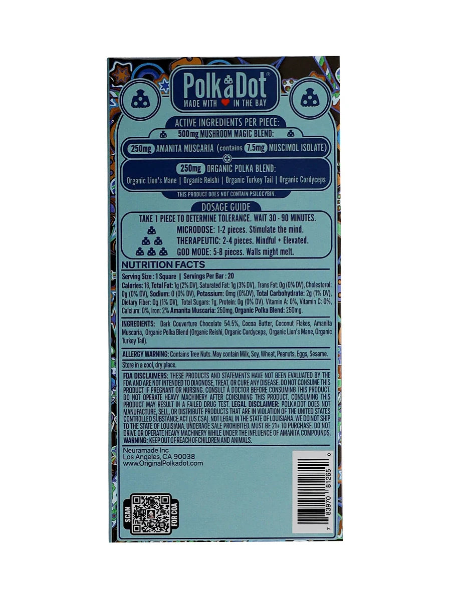 Coconut Blend PolkaDot Magic Mushroom Belgian Dark Chocolate Best Price