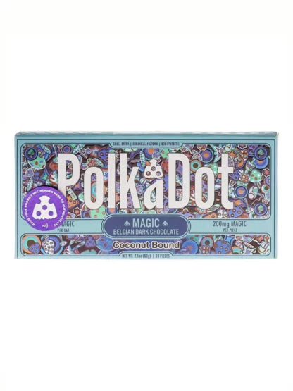 Coconut Bound PolkaDot Magic Mushroom Belgian White Chocolate 200mg Magic Per Piece Best Price