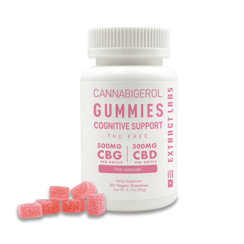 Extract Labs CBG Broad Spectrum Gummies | Cognitive Support | Pink Lemonade