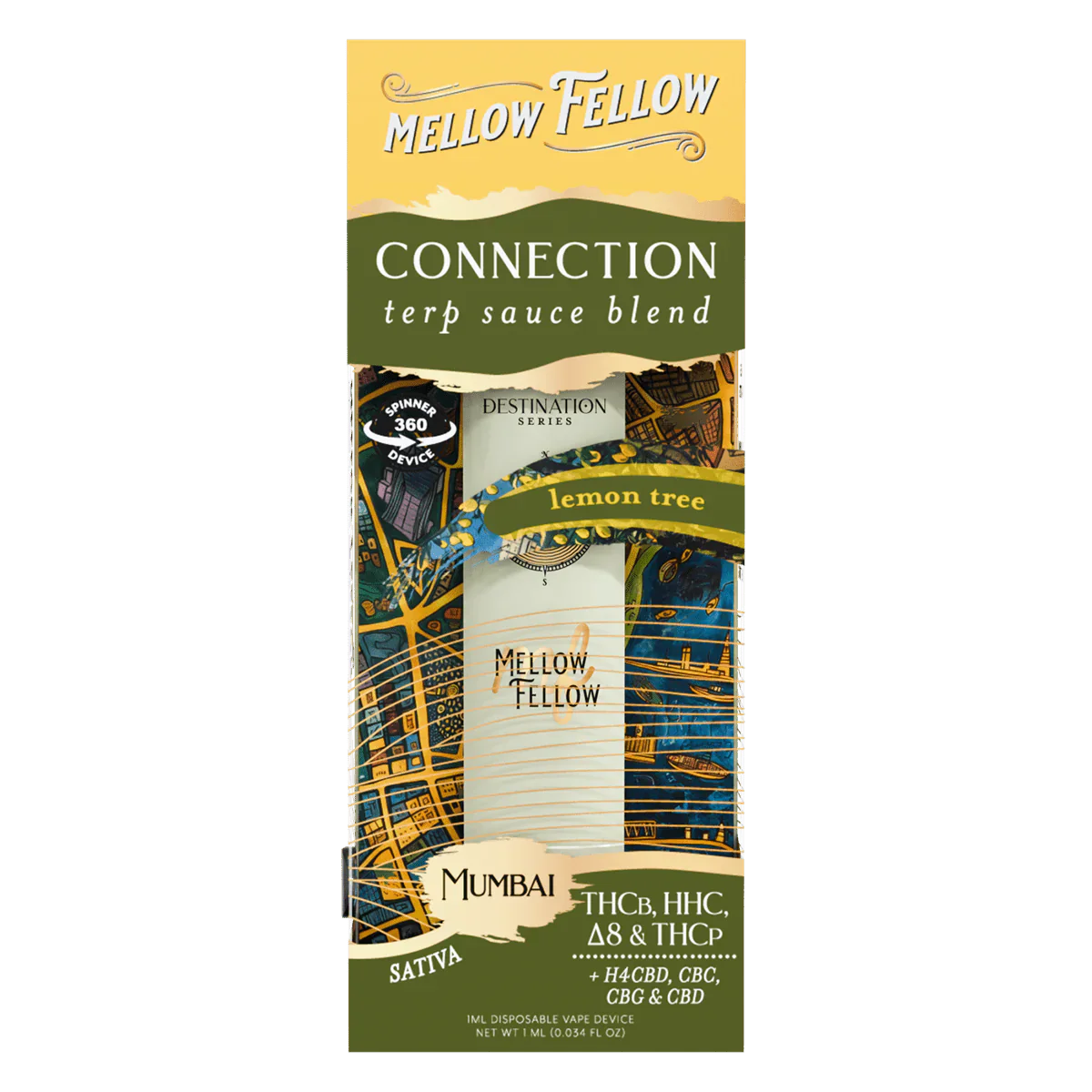 Mellow Fellow Connection Blend - Terp Sauce 1ml Disposable Spinner Vape - Lemon Tree (Sativa) Best Price