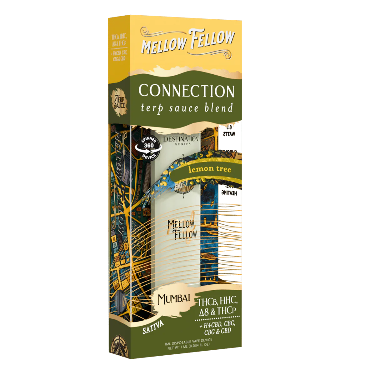 Mellow Fellow Connection Blend - Terp Sauce 1ml Disposable Spinner Vape - Lemon Tree (Sativa) Best Price