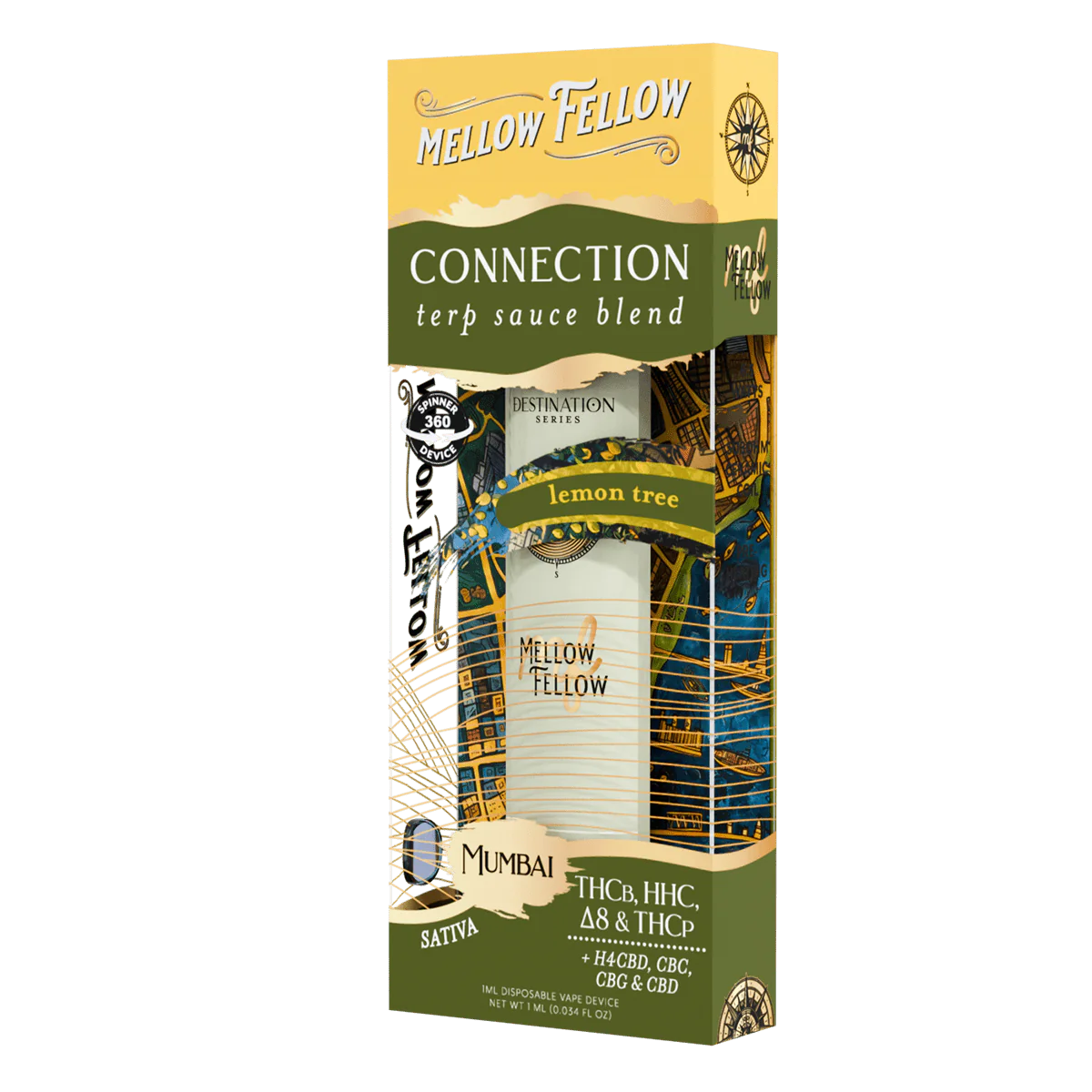Mellow Fellow Connection Blend - Terp Sauce 1ml Disposable Spinner Vape - Lemon Tree (Sativa) Best Price