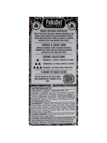 Cookies & Creme Swirl PolkaDot Magic Mushroom Belgian White Chocolate 200mg Magic Per Piece Best Price