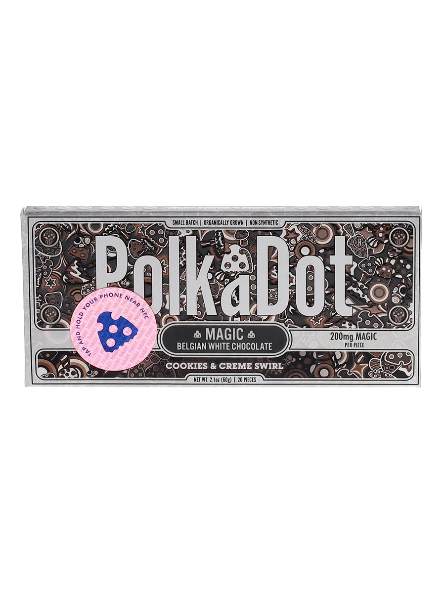 Cookies & Creme Swirl PolkaDot Magic Mushroom Belgian White Chocolate 200mg Magic Per Piece Best Price