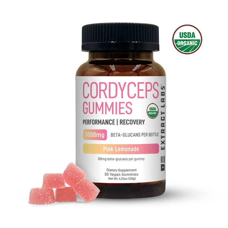 Extract Labs Organic Cordyceps Gummies | Recovery | Pink Lemonade Best Sales Price - Gummies