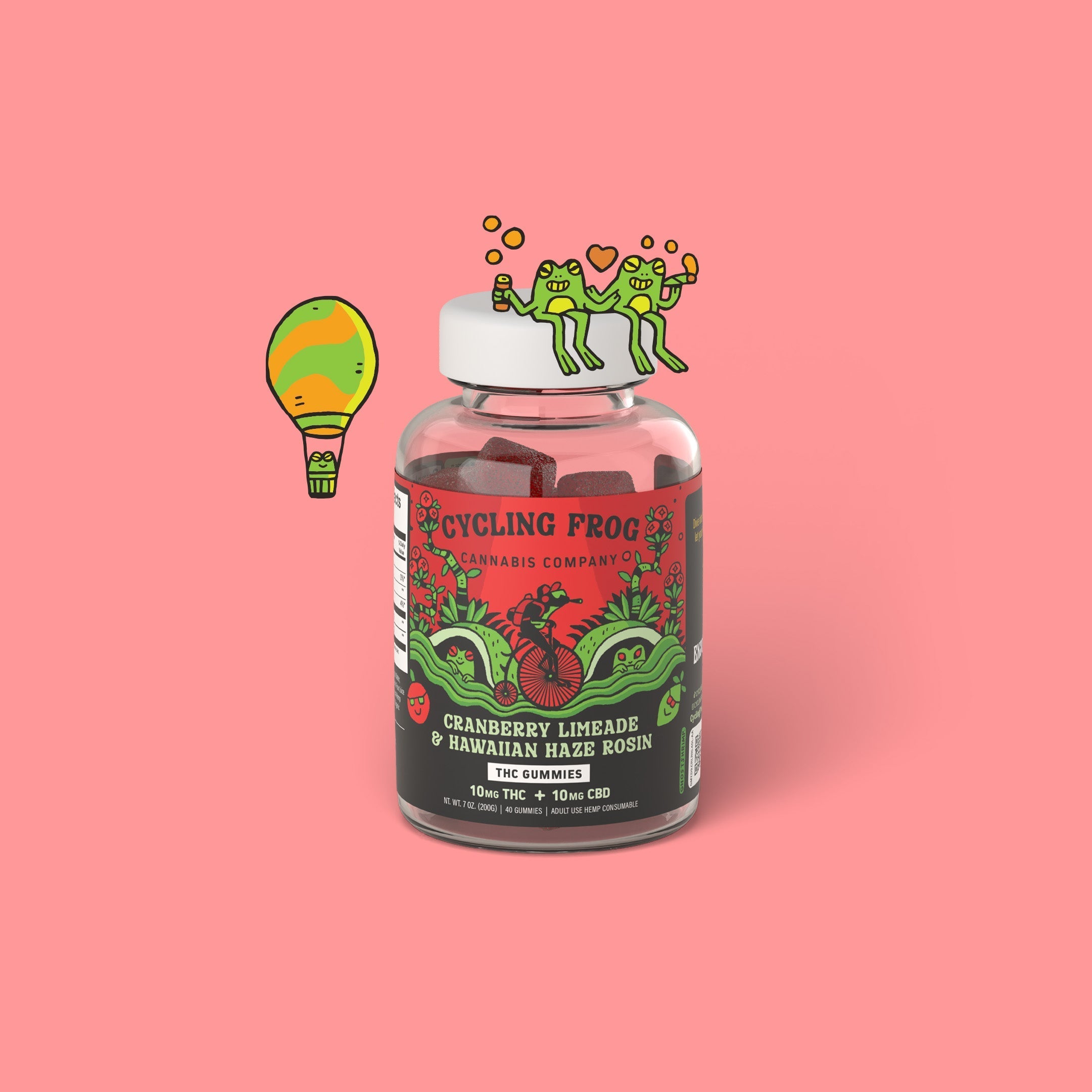 Cranberry Limeade Rosin Gummies, 10mg THC + 10mg CBD