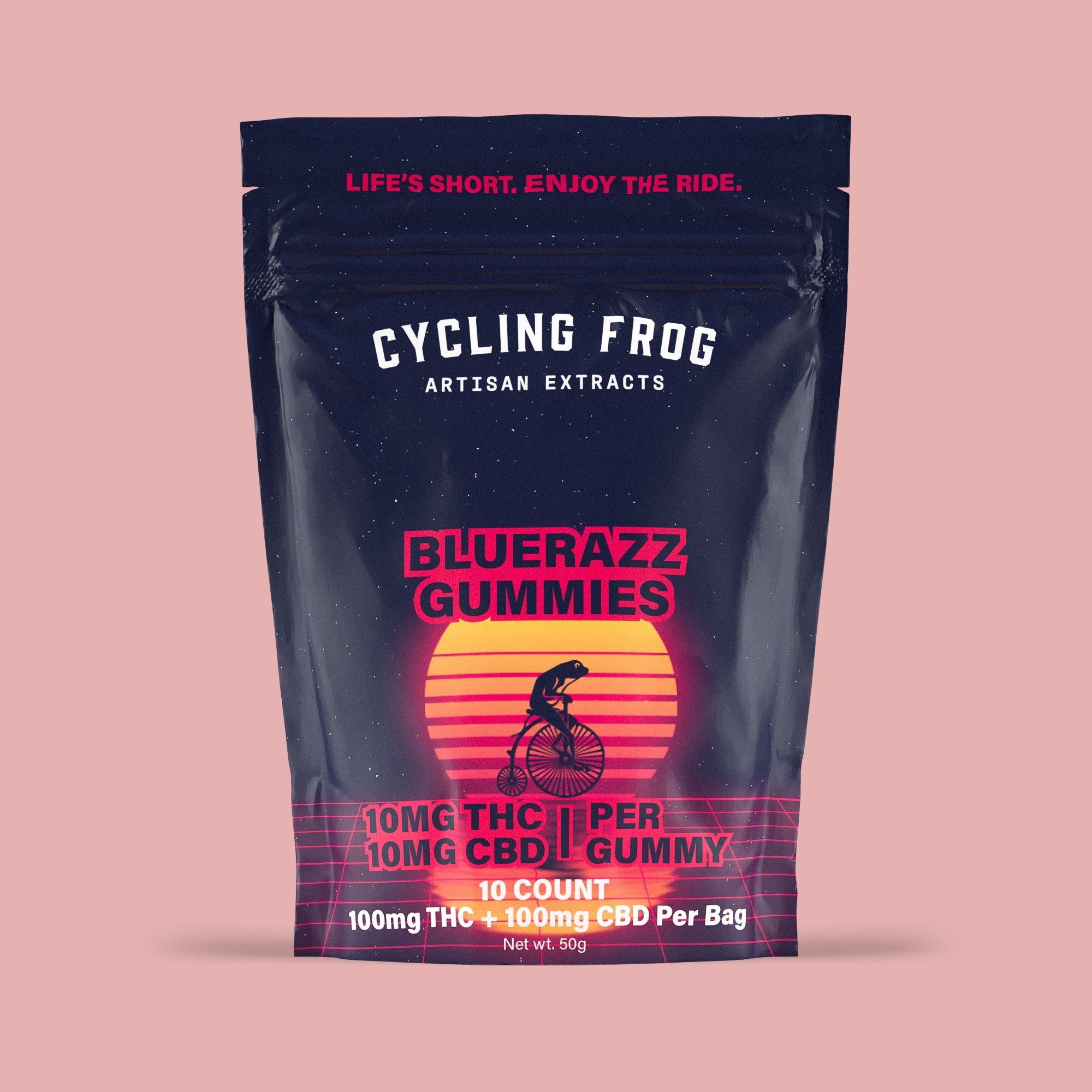 Cycling Frog BlueRazz Gummies, 10mg THC + 10mg CBD
