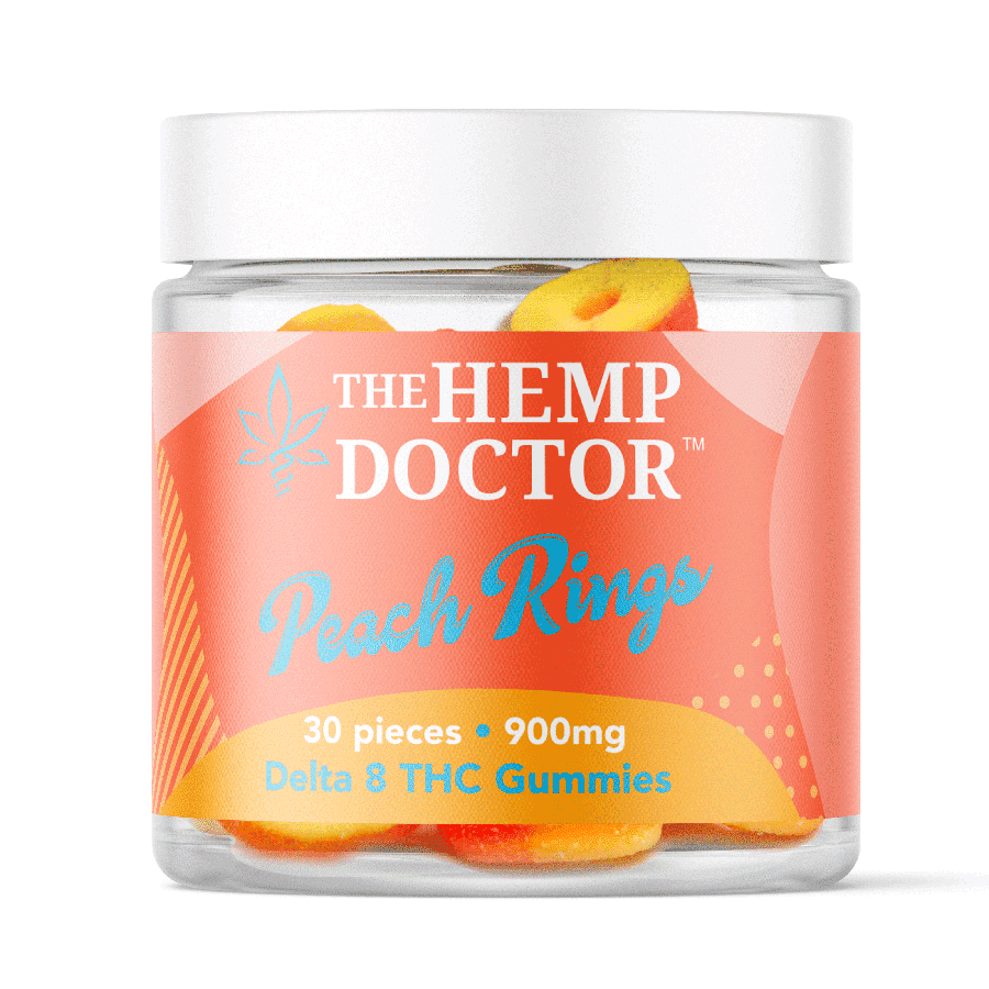 The Hemp Doctor 30mg D8 Peach Ring Gummies