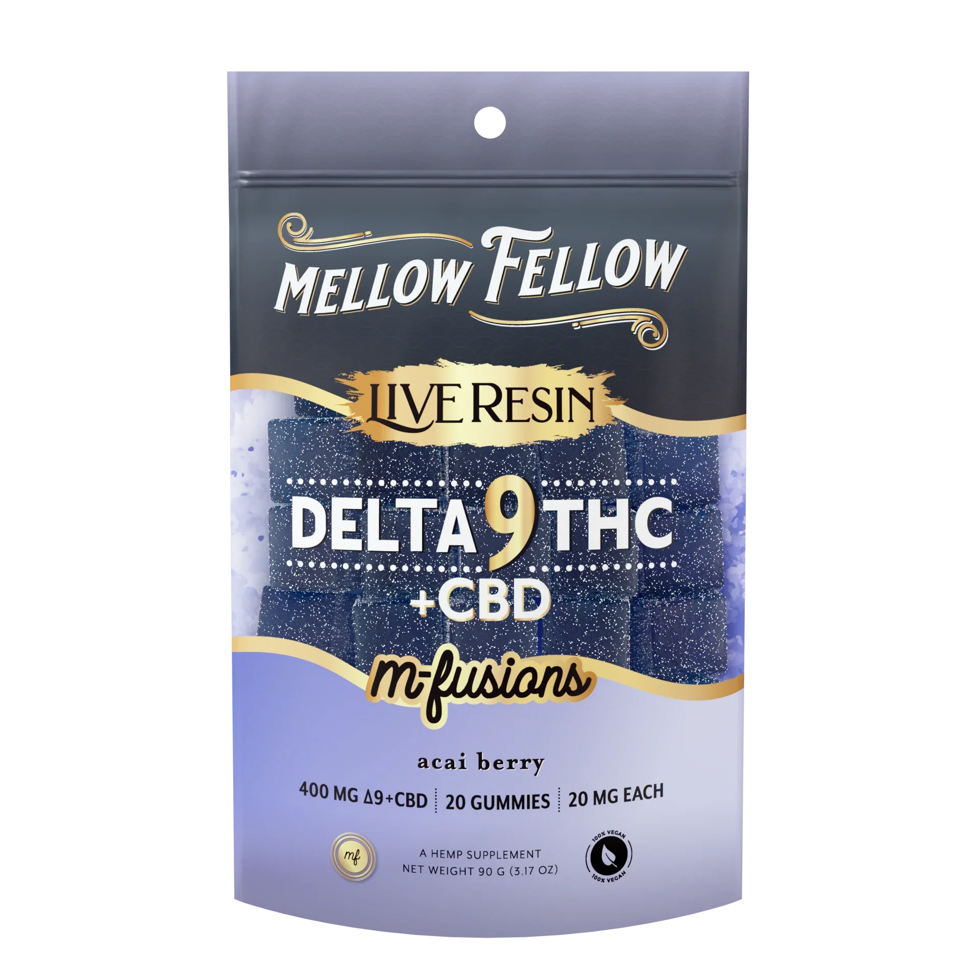 Mellow Fellow Delta 9 Live Resin Edibles 400mg - Acai Best Price