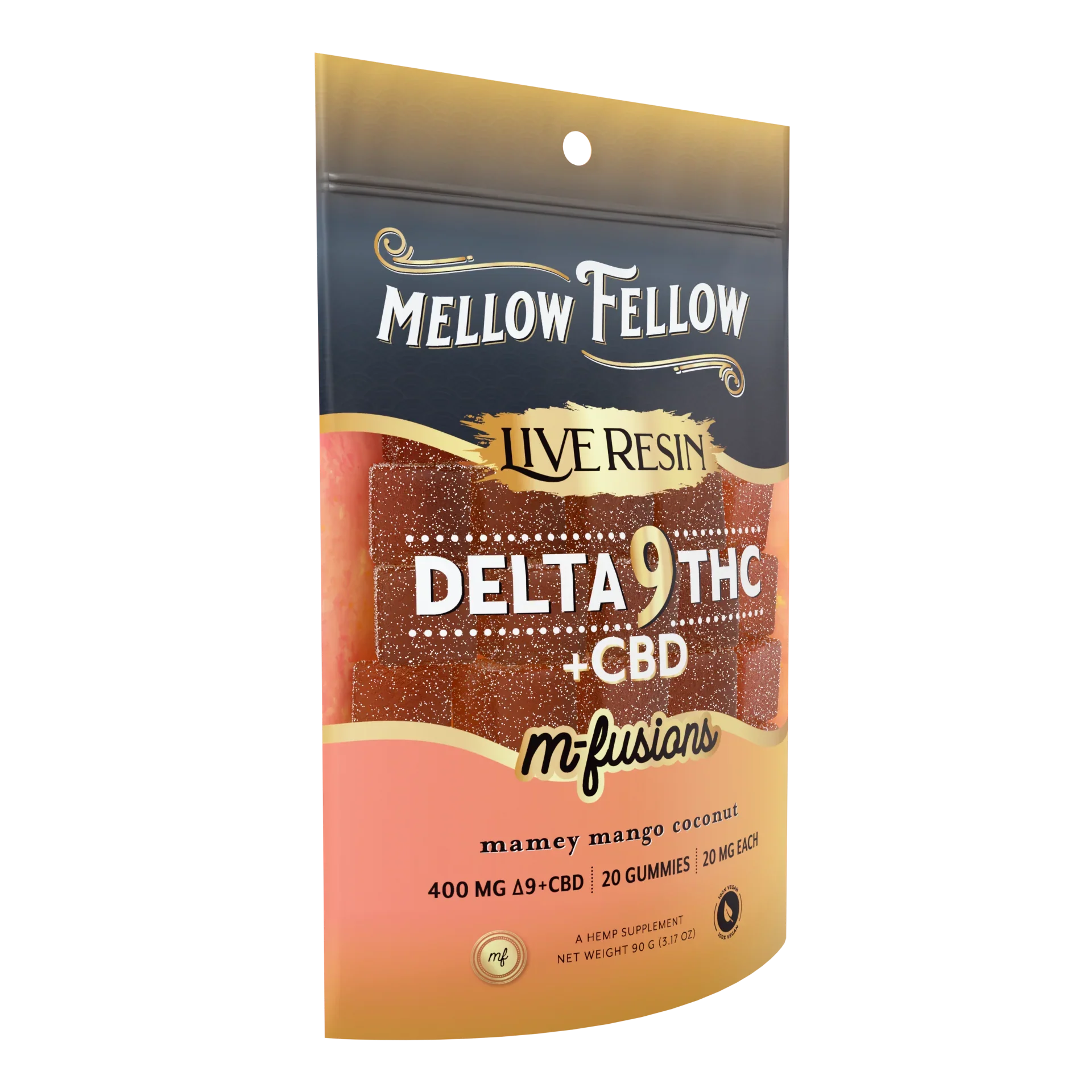 Mellow Fellow Delta 9 Live Resin Edibles 400mg - Mamey Mango Coconut Best Price