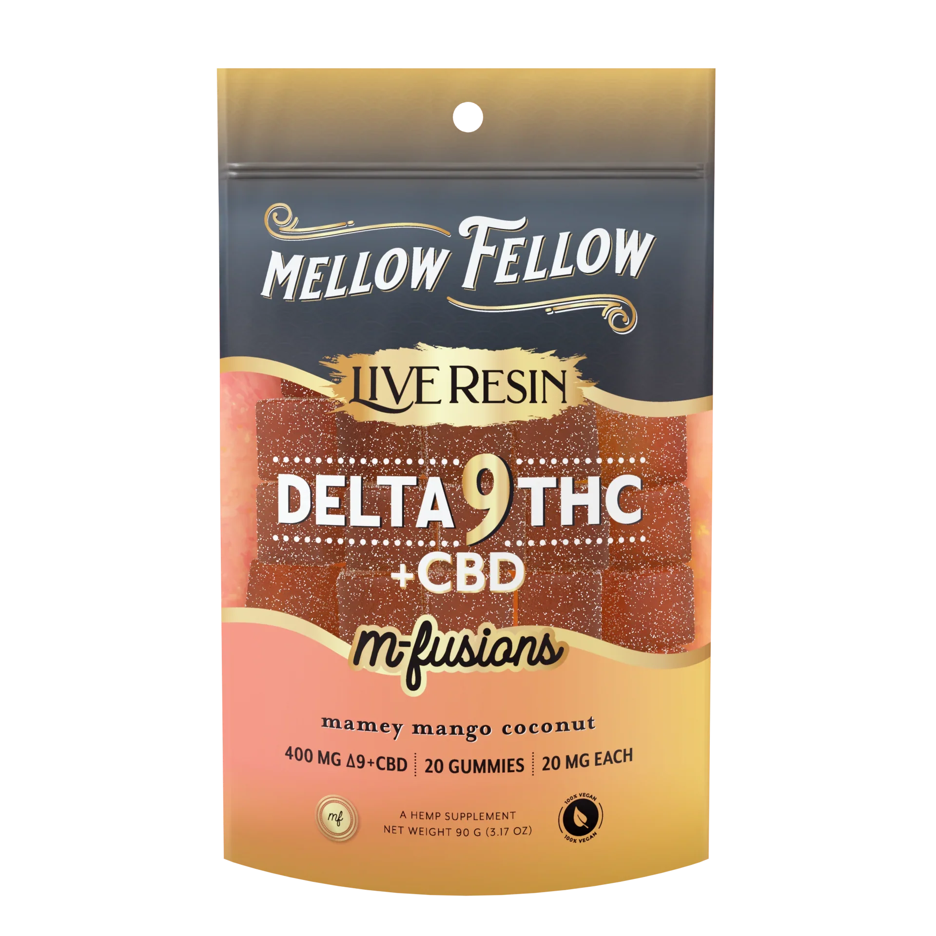 Mellow Fellow Delta 9 Live Resin Edibles 400mg - Mamey Mango Coconut Best Price