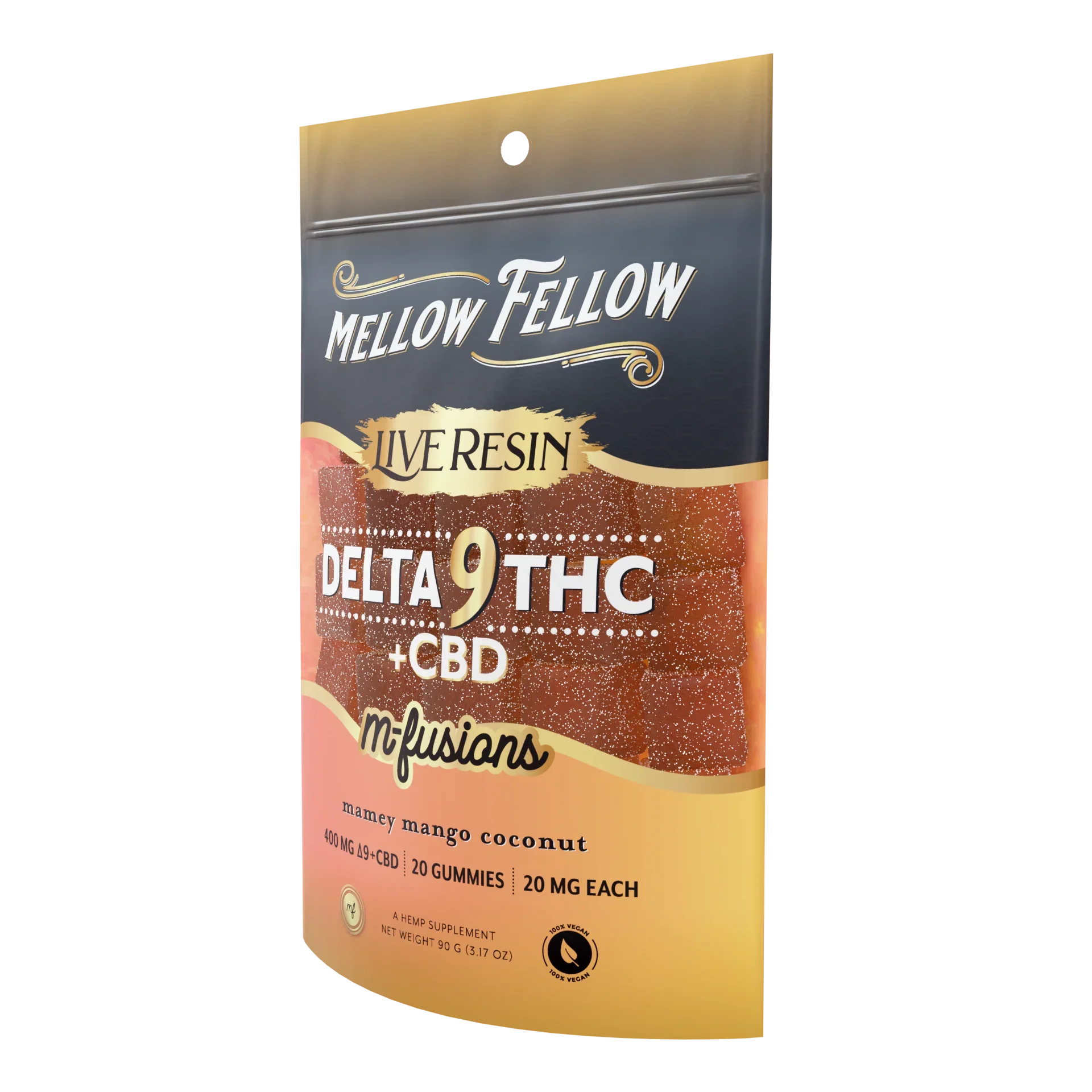 Mellow Fellow Delta 9 Live Resin Edibles 400mg - Mamey Mango Coconut Best Price