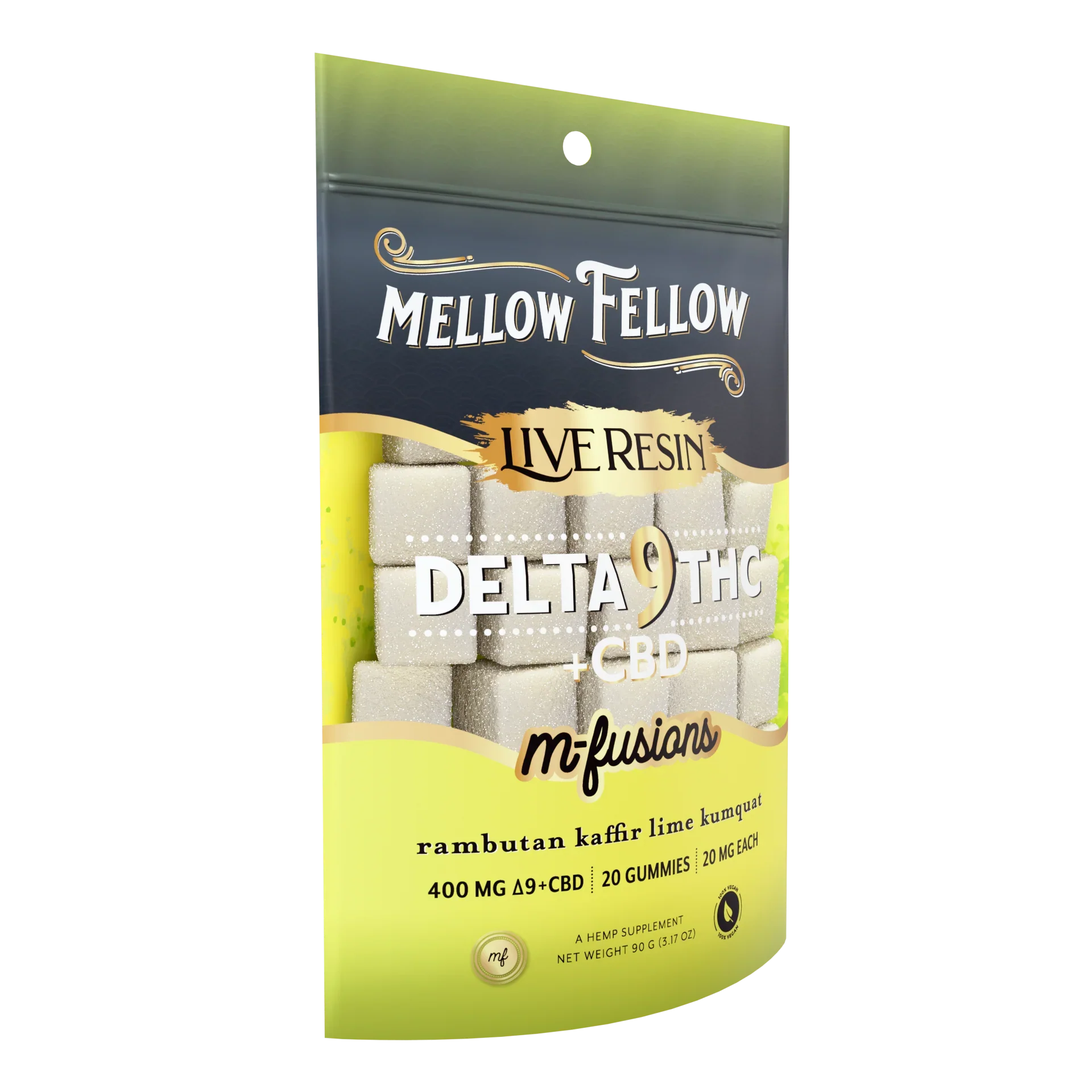 Mellow Fellow Delta 9 Live Resin Edibles 400mg - Rambutan Kaffir Lime Kumquat Best Price