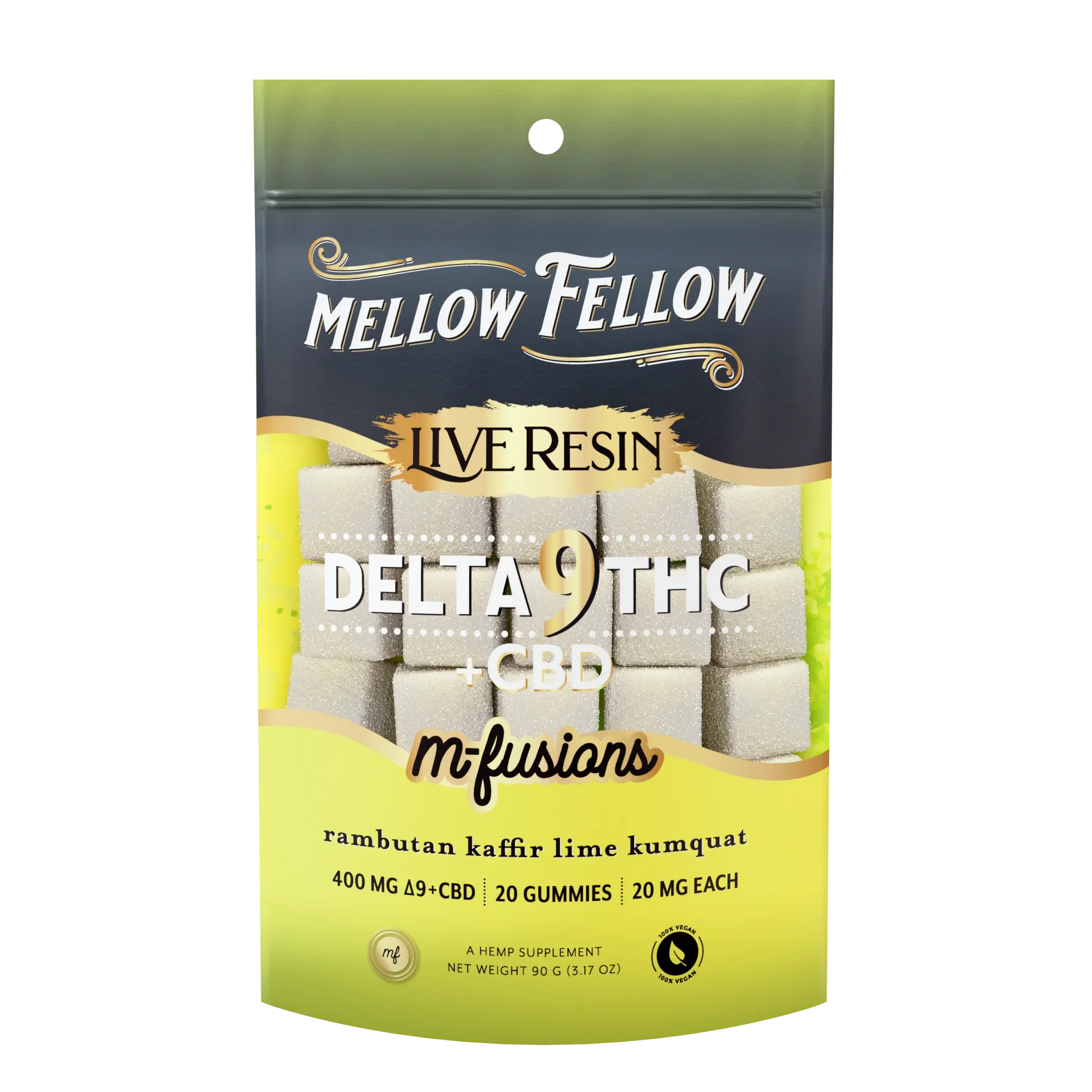 Mellow Fellow Delta 9 Live Resin Edibles 400mg - Rambutan Kaffir Lime Kumquat Best Price