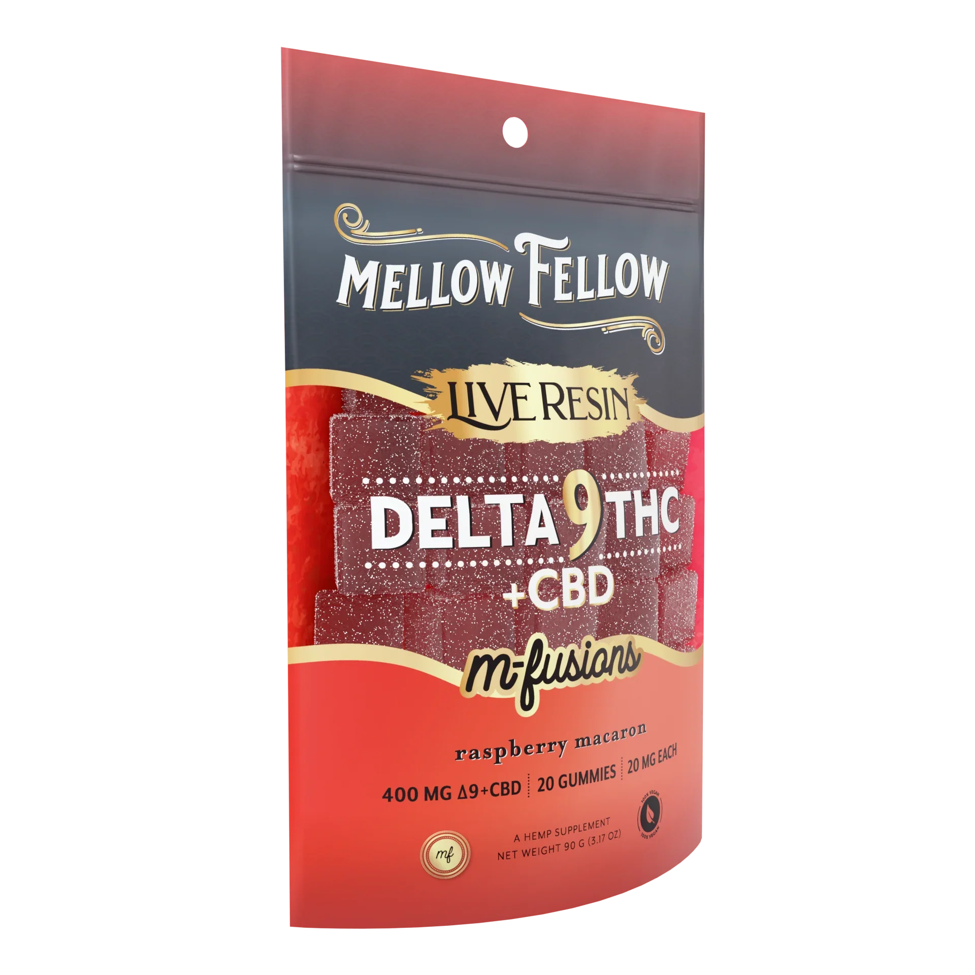 Mellow Fellow Delta 9 Live Resin Edibles 400mg - Raspberry Macaron Best Price