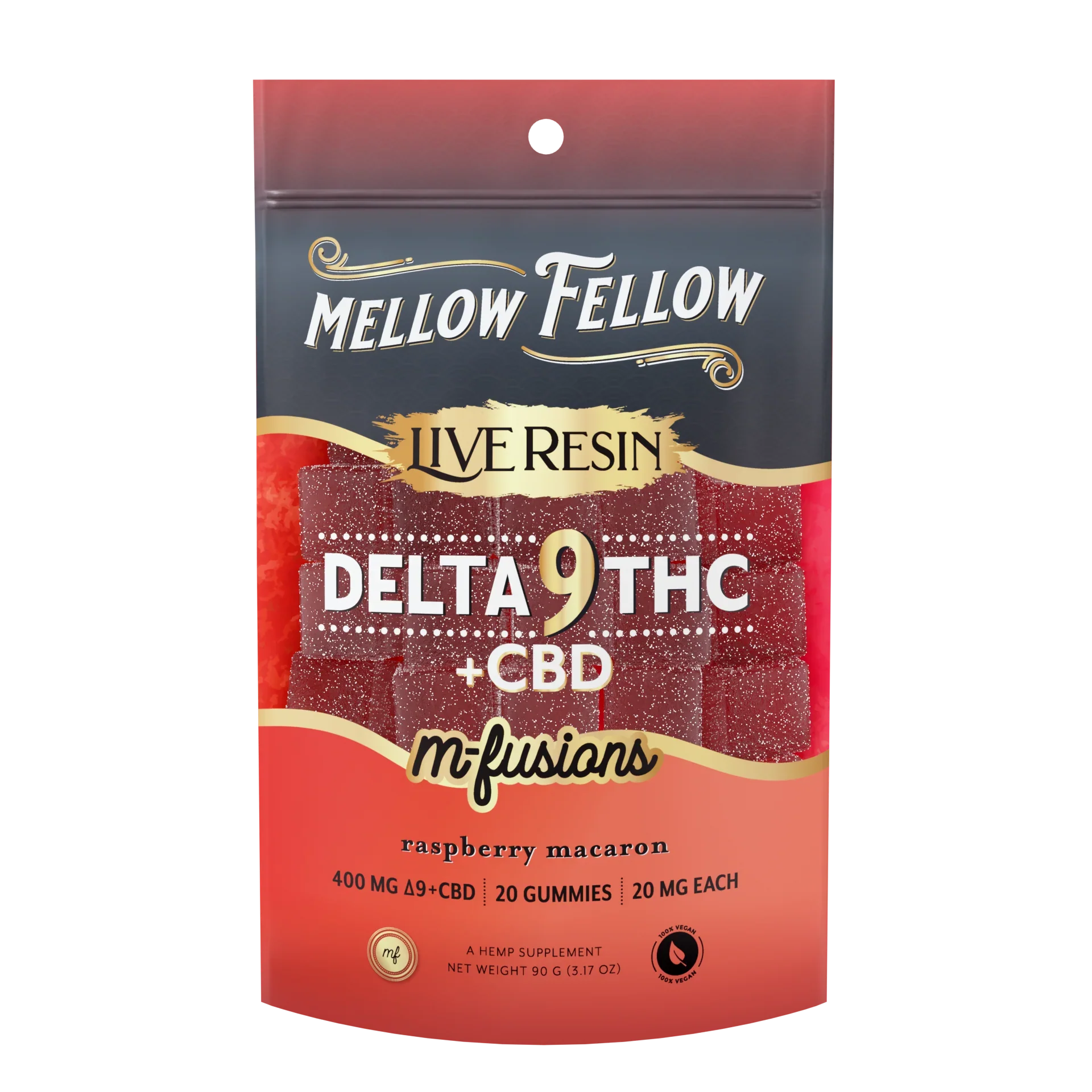 Mellow Fellow Delta 9 Live Resin Edibles 400mg - Raspberry Macaron Best Price