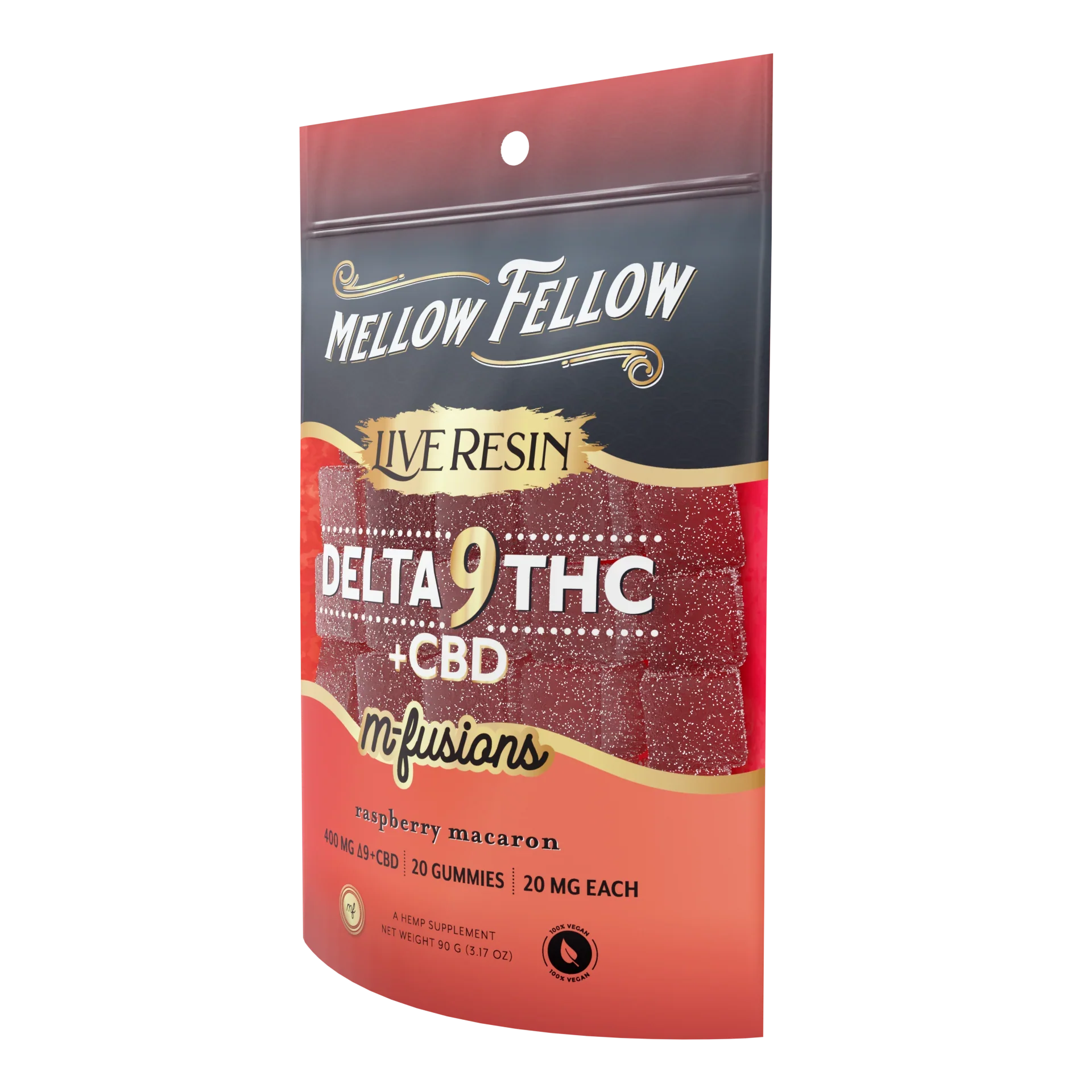 Mellow Fellow Delta 9 Live Resin Edibles 400mg - Raspberry Macaron Best Price