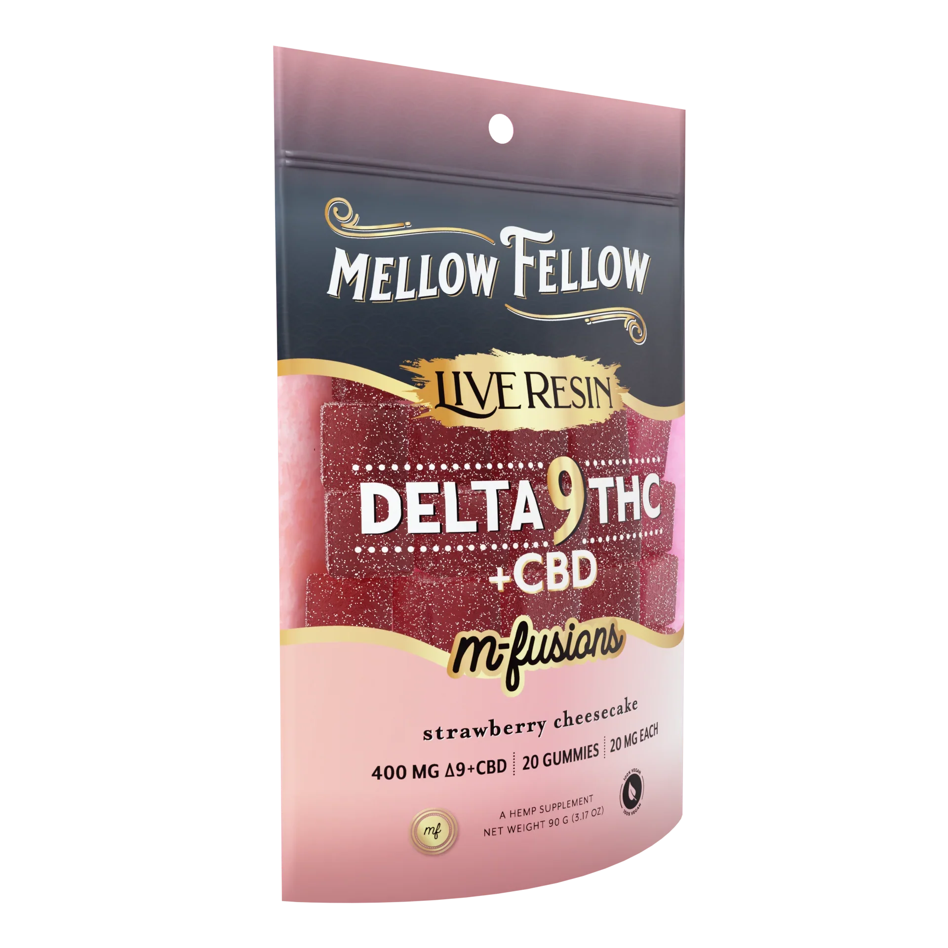 Mellow Fellow Delta 9 Live Resin Edibles 400mg - Strawberry Cheesecake Best Price