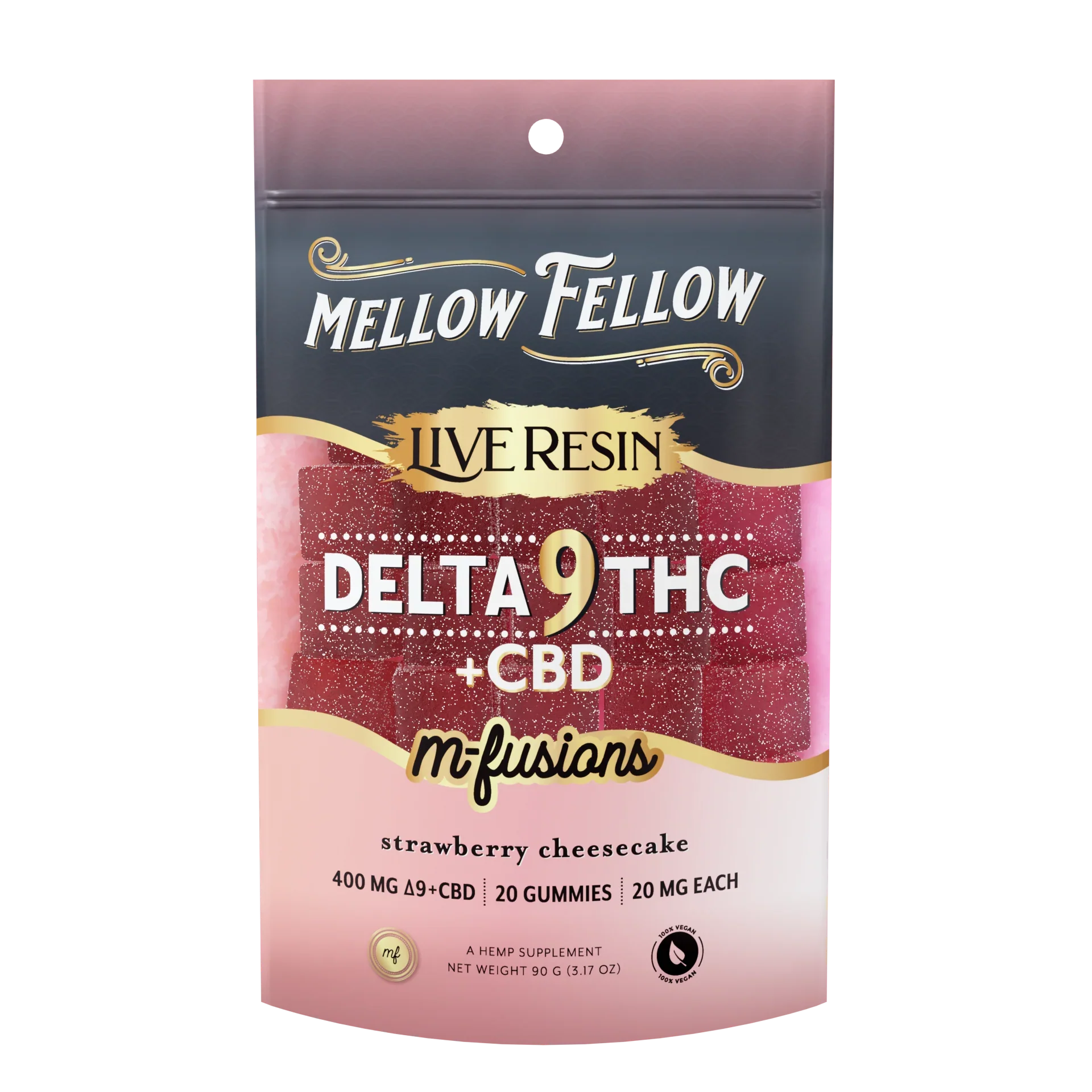 Mellow Fellow Delta 9 Live Resin Edibles 400mg - Strawberry Cheesecake Best Price