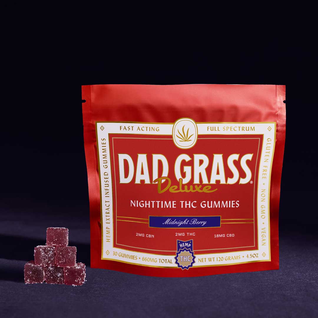 Dad Grass Deluxe Nighttime THC gummies with CBD & CBN