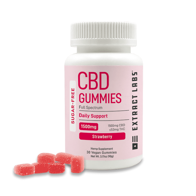 Extract Labs Sugar Free CBD Gummies | Daily Support | Strawberry