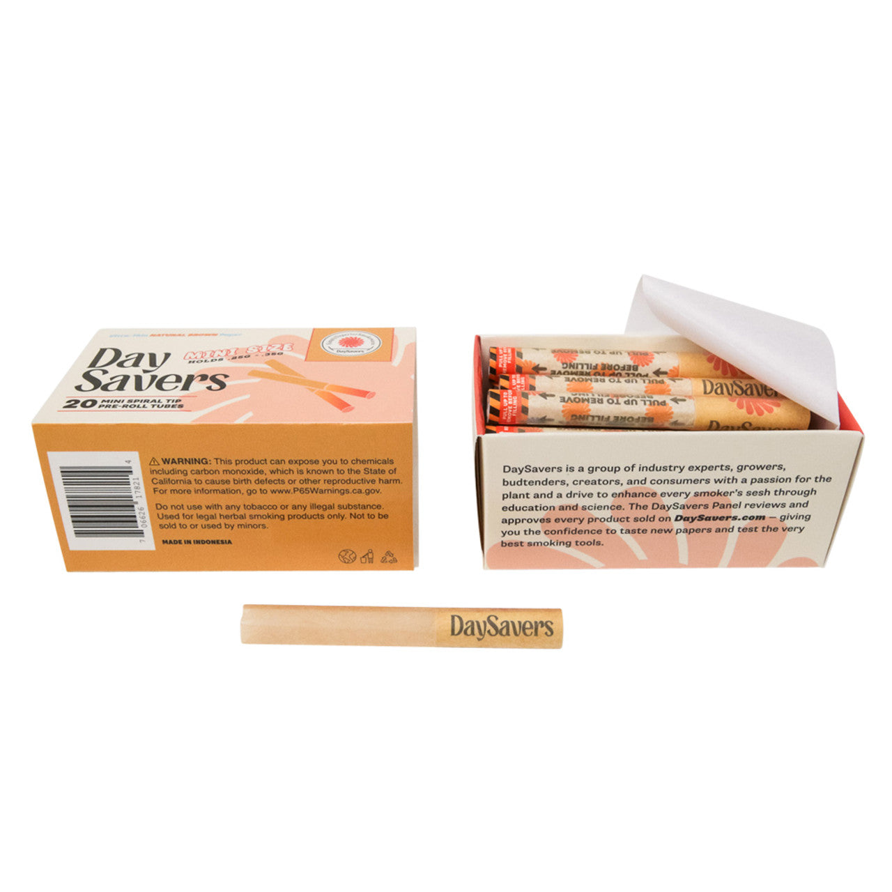 DaySavers Minis Natural Brown Artisan Pre Rolled Tubes - 20 Pack