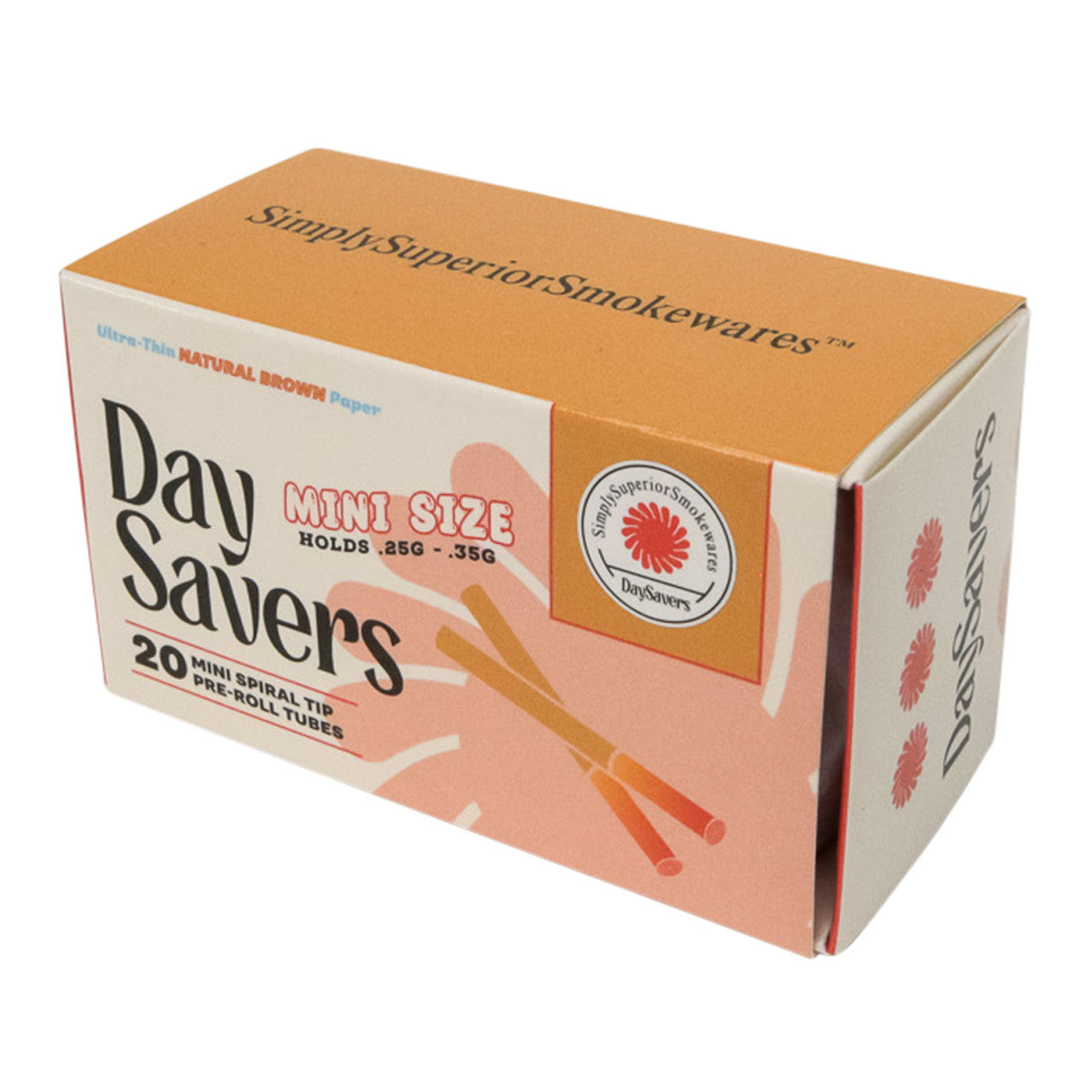 DaySavers Minis Natural Brown Artisan Pre Rolled Tubes - 20 Pack