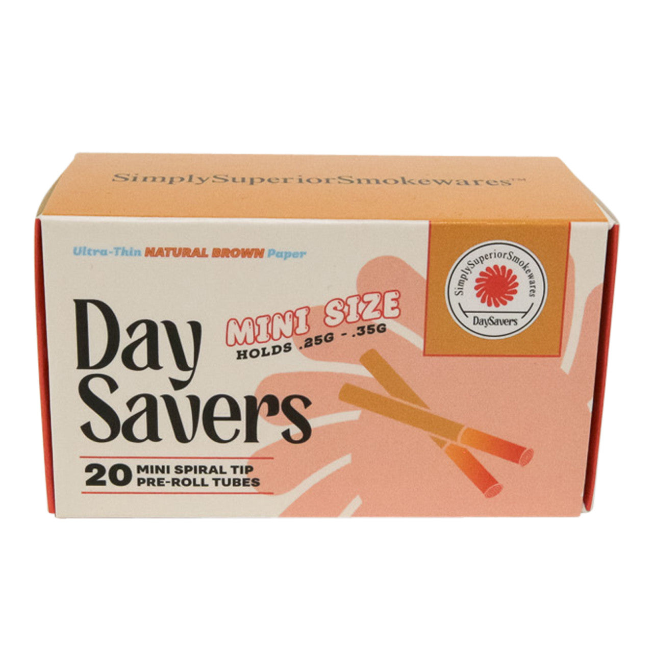 DaySavers Minis Natural Brown Artisan Pre Rolled Tubes - 20 Pack