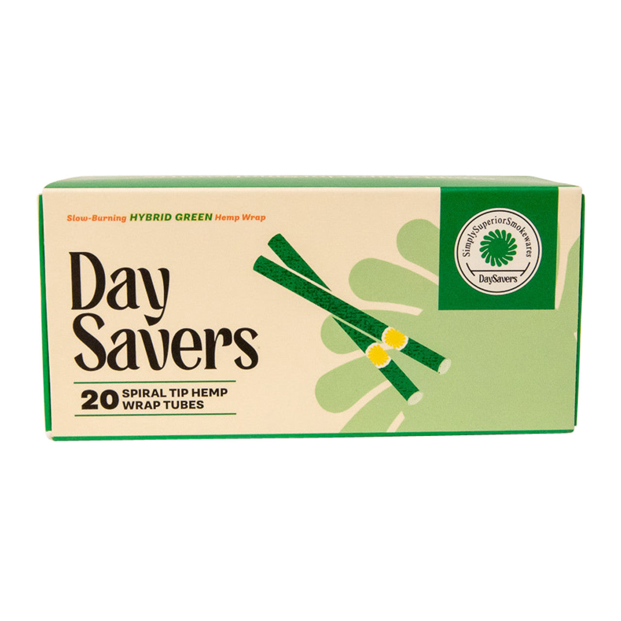 DaySavers Half Gram 1 1/4 Green Hybrid Hemp Blunt Wrap Artisan Pre Rolled Tubes with Spiral Filter Tips [Pack of 20 Tubes]