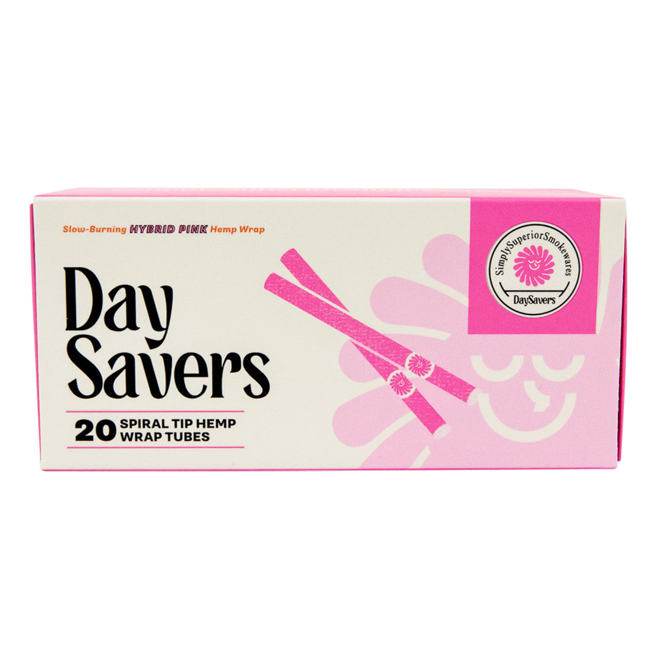 DaySavers Half Gram 1 1/4 Pink Hybrid Hemp Blunt Wrap Artisan Pre Rolled Tubes with Spiral Filter Tips [Pack of 20 Tubes]
