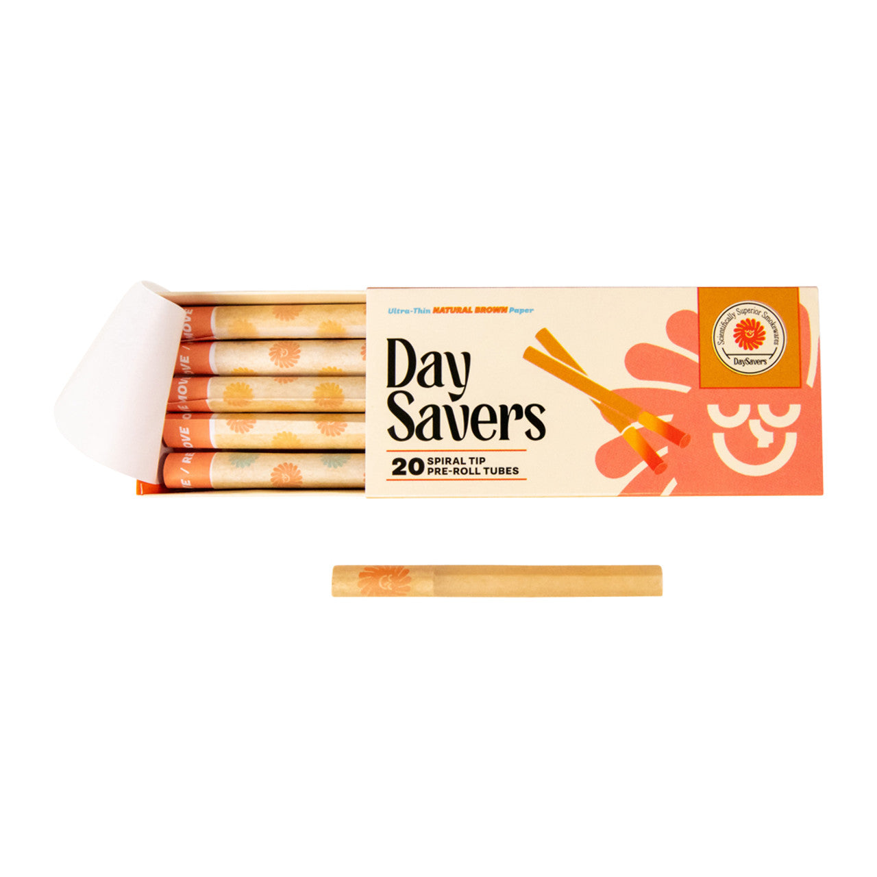 DaySavers Natural Brown Half Gram 1 1/4 Artisan Pre Rolled Tubes [20 Pack]