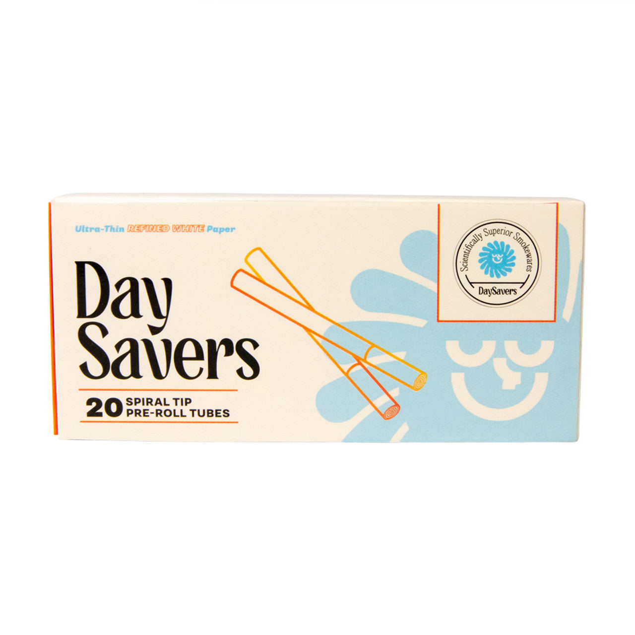 DaySavers Refined White Half Gram 1 1/4 Artisan Pre Rolled Tubes with Spiral Filter Tips [20 Pack]