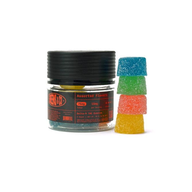 Delta-9 THC CBD Gummies 5pc by Greens & Co. Assorted Flavors