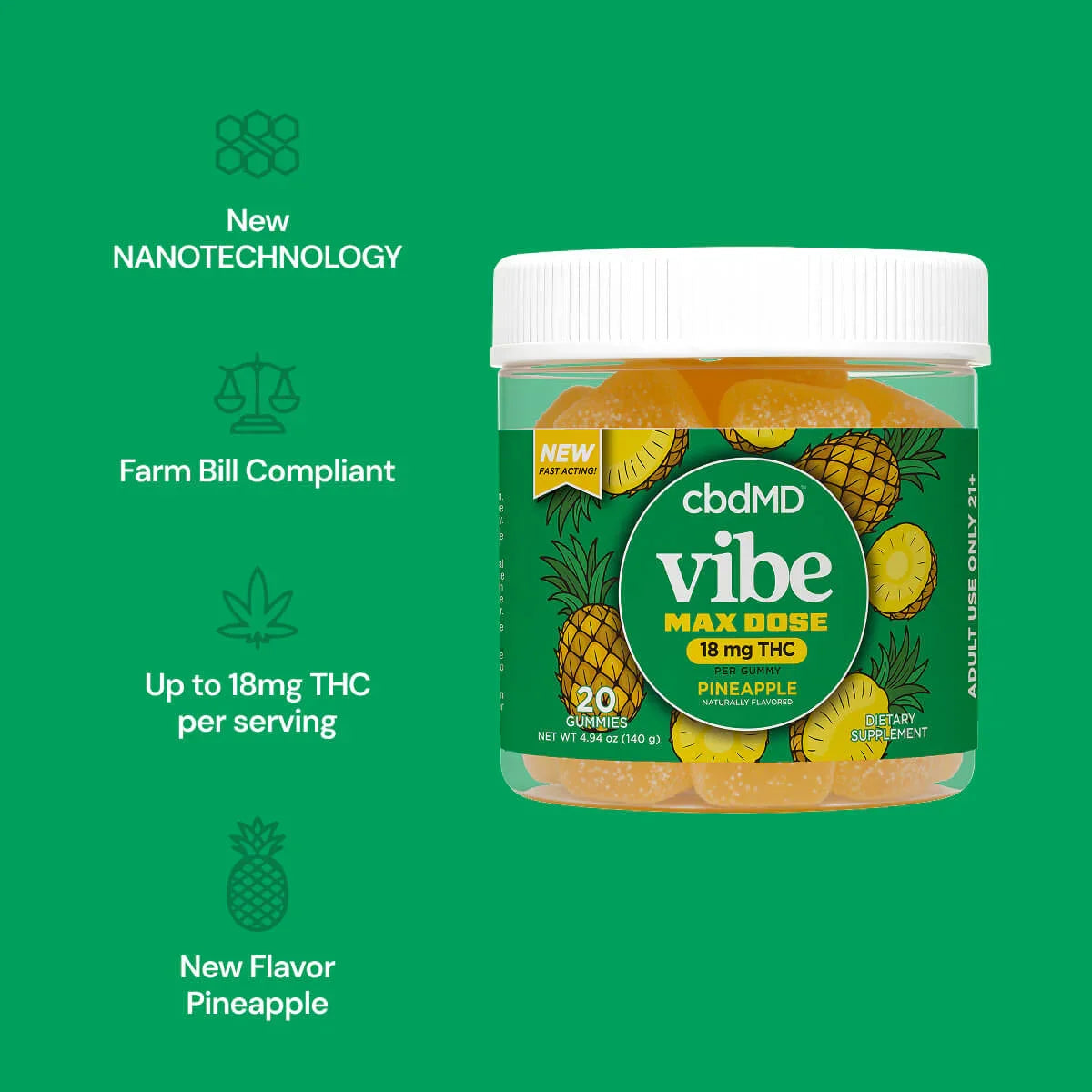 cbdMD Delta 9 THC Max Dose Nano Gummies