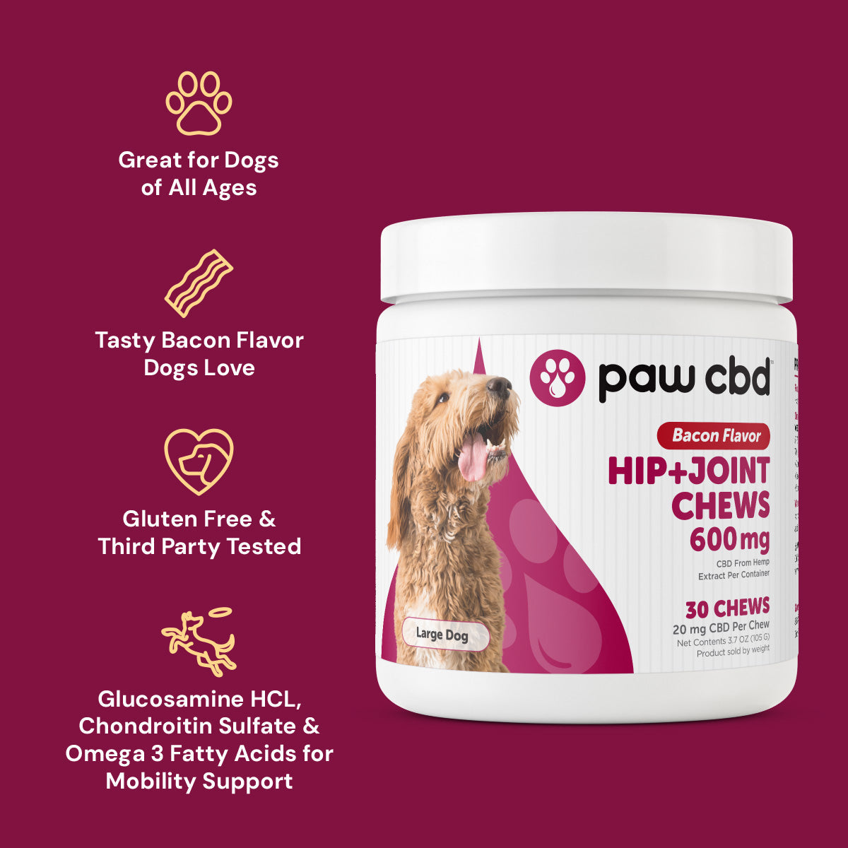 Paw CBD Broad Spectrum CBD Dog Hip + Joint Chews