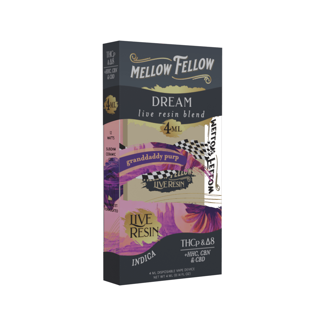 Mellow Fellow Dream Blend 4ml Live Resin Disposable Vape - Granddaddy Purp (Indica) Best Price