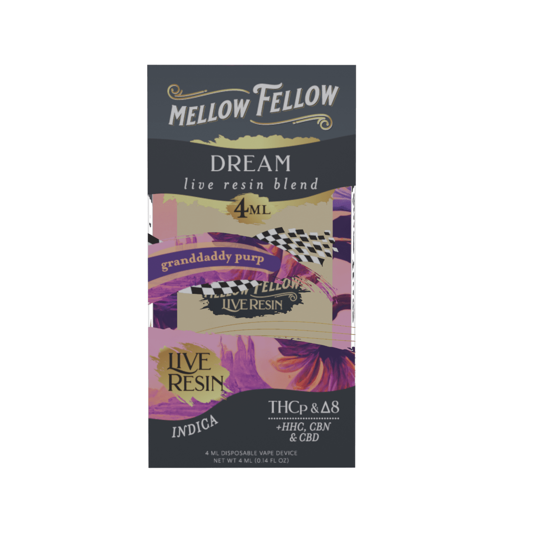 Mellow Fellow Dream Blend 4ml Live Resin Disposable Vape - Granddaddy Purp (Indica) Best Price